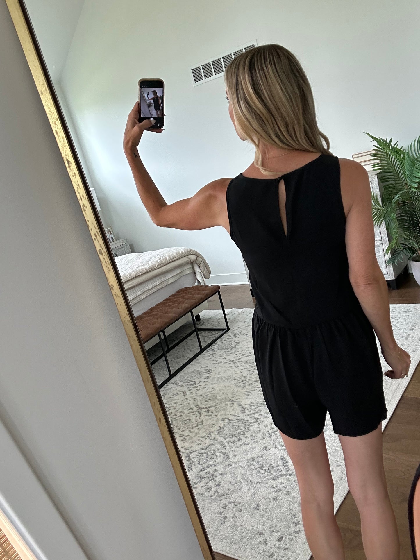 Bubble Hem Romper- Black