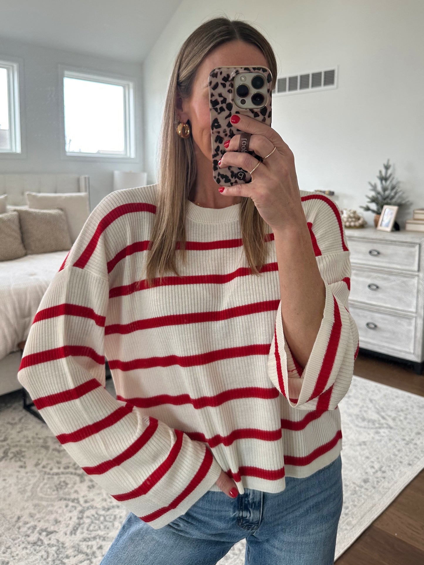 Red & Ivory Sweater