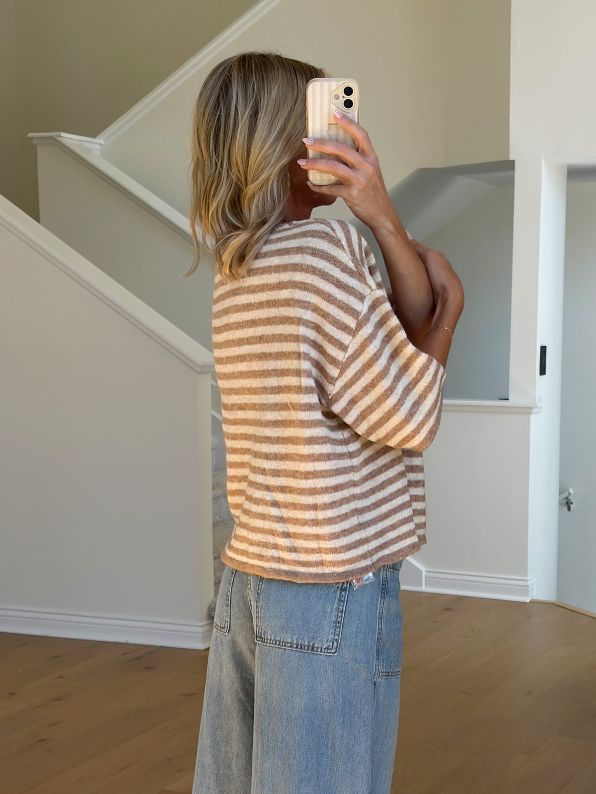 Mocha/Ivory Striped Cardi
