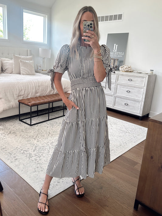 Tie Sleeve Midi Dress