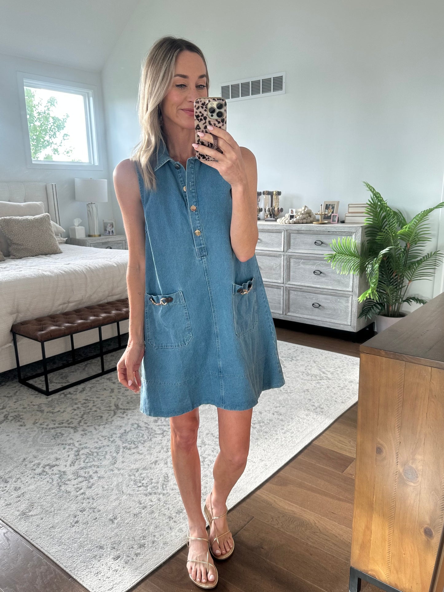 Sleeveless Denim Buckle Dress