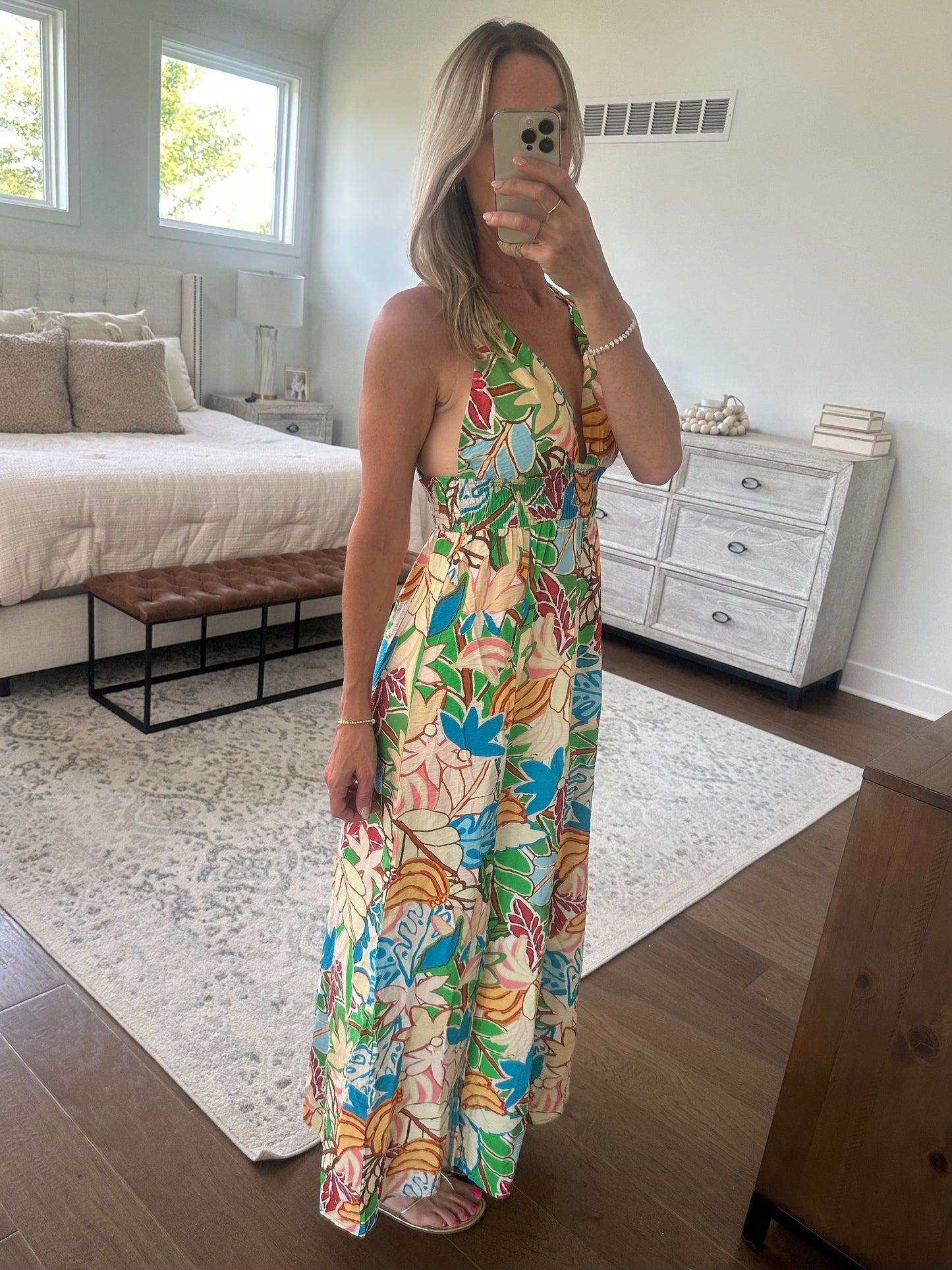 Green Tropical Printed Maxi