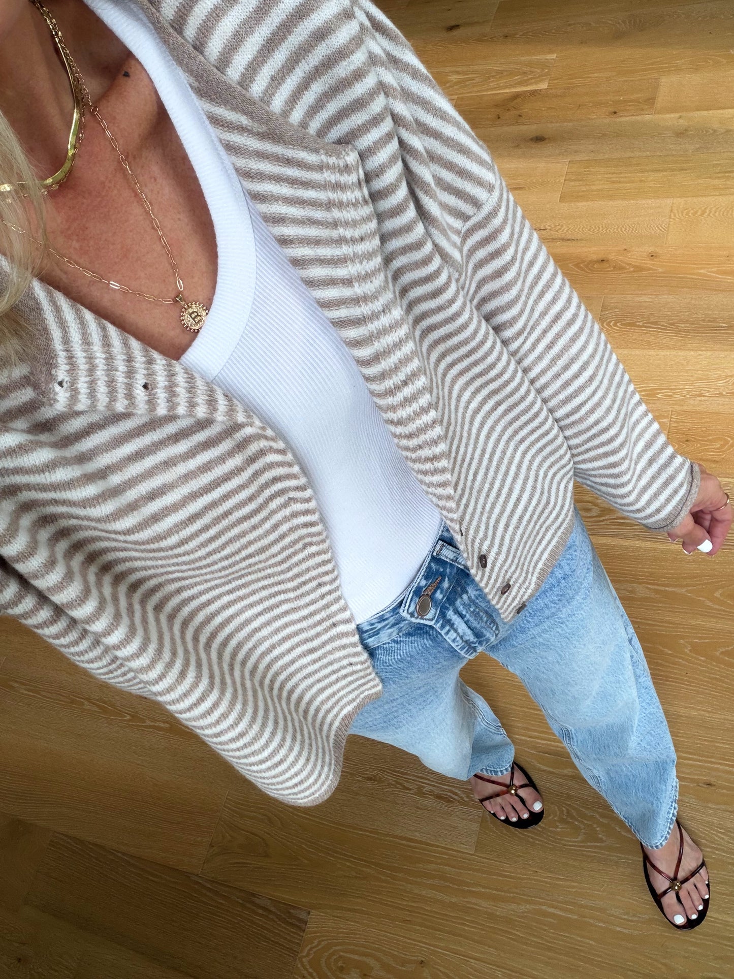 Soft Striped Cardi- Mocha