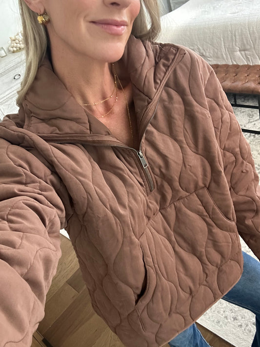 Chestnut Quilted Pullover
