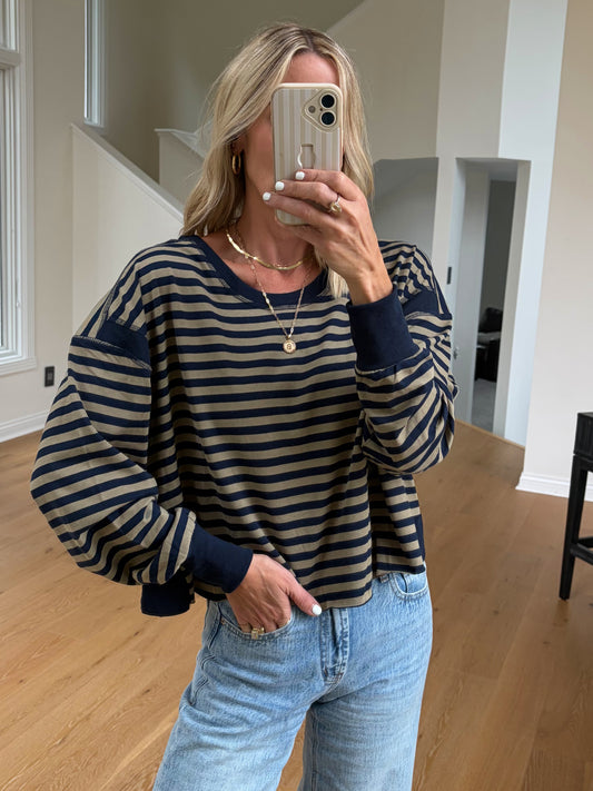 Navy Striped Top
