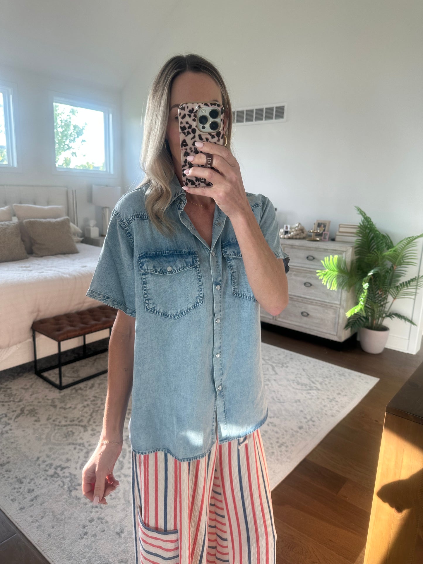 Short Sleeve Denim Top