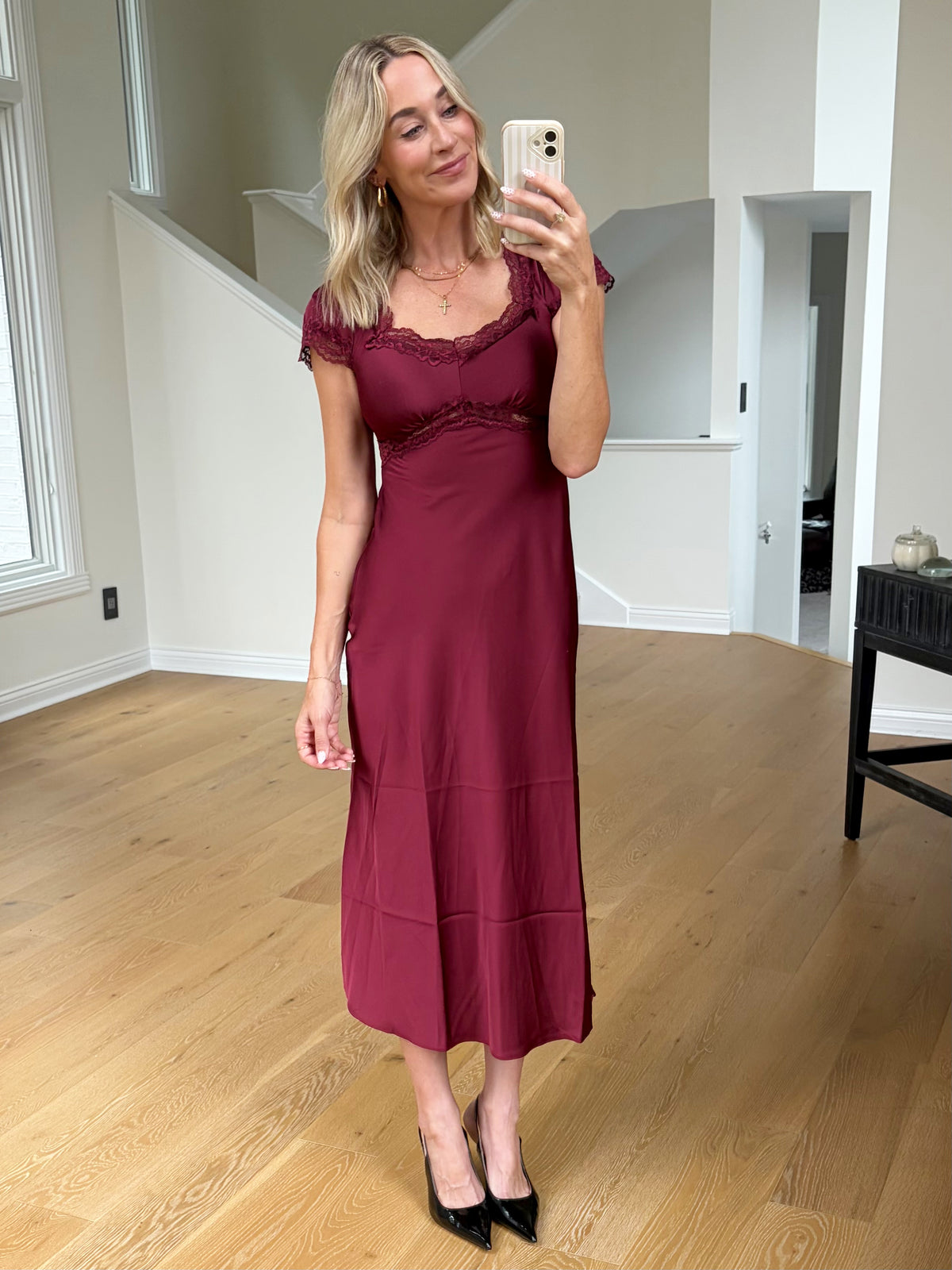 Burgundy Satin Dress