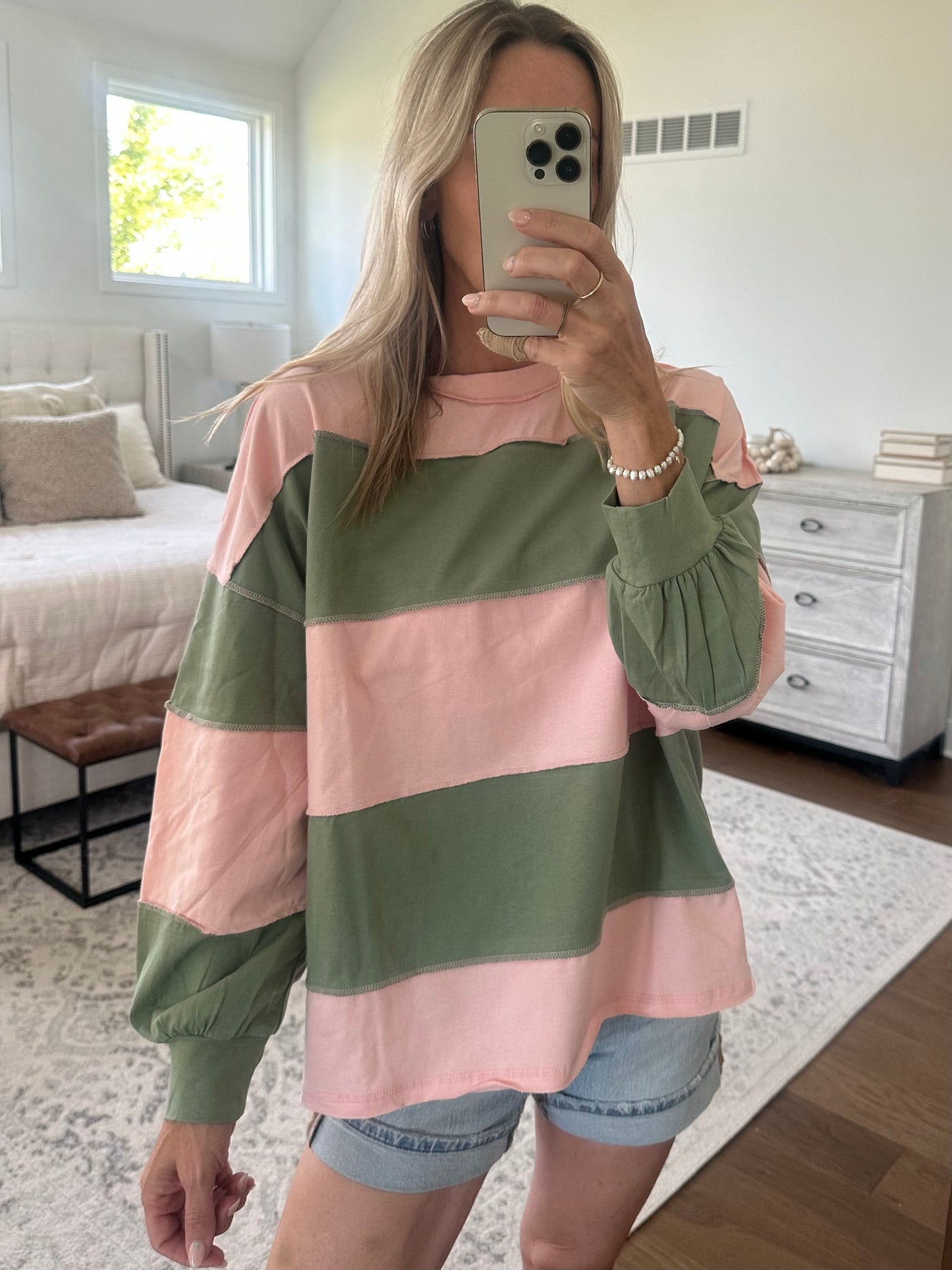 Contrast Pullover- Pink/Lime
