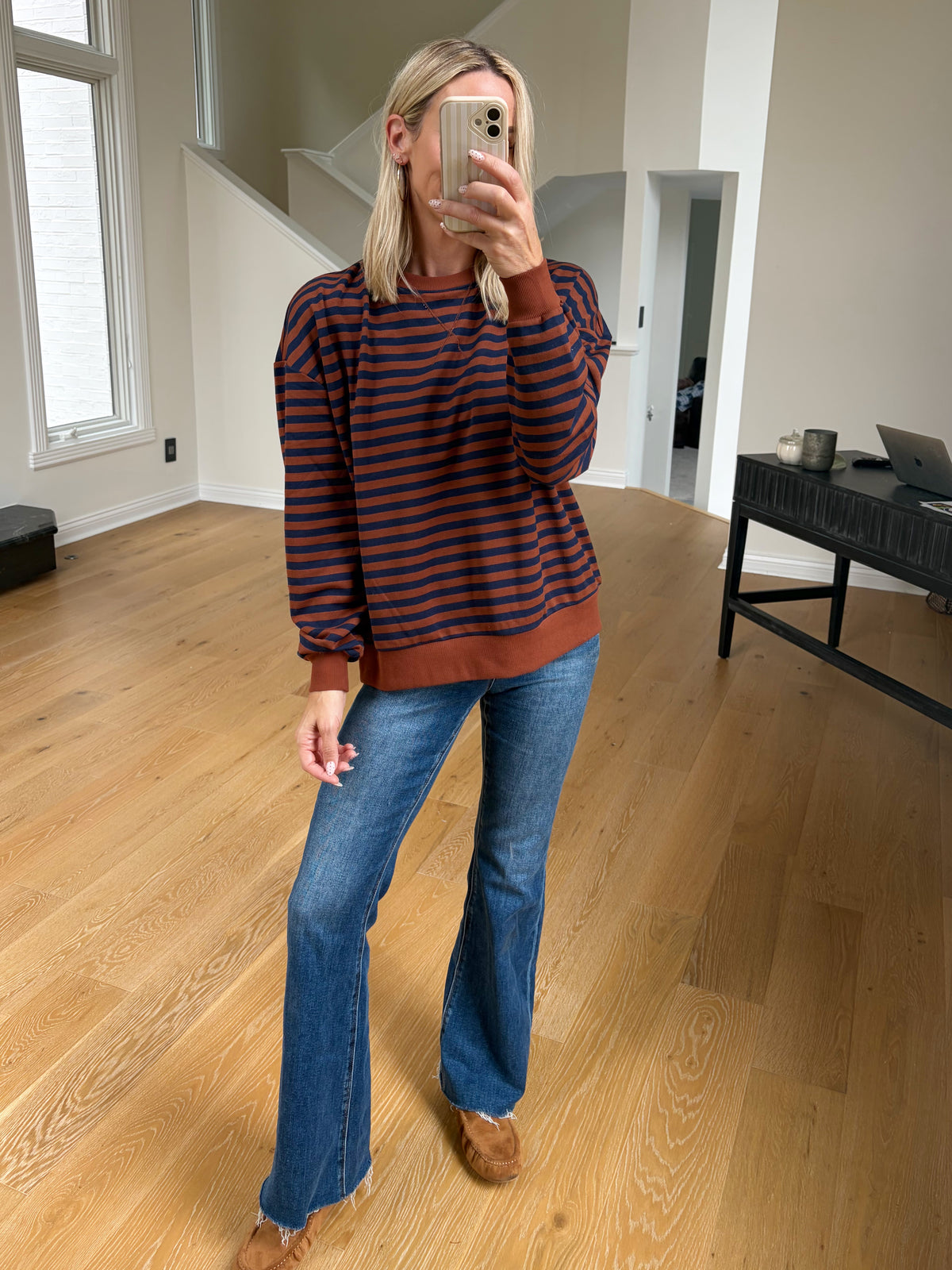 Rust/Navy Striped Top