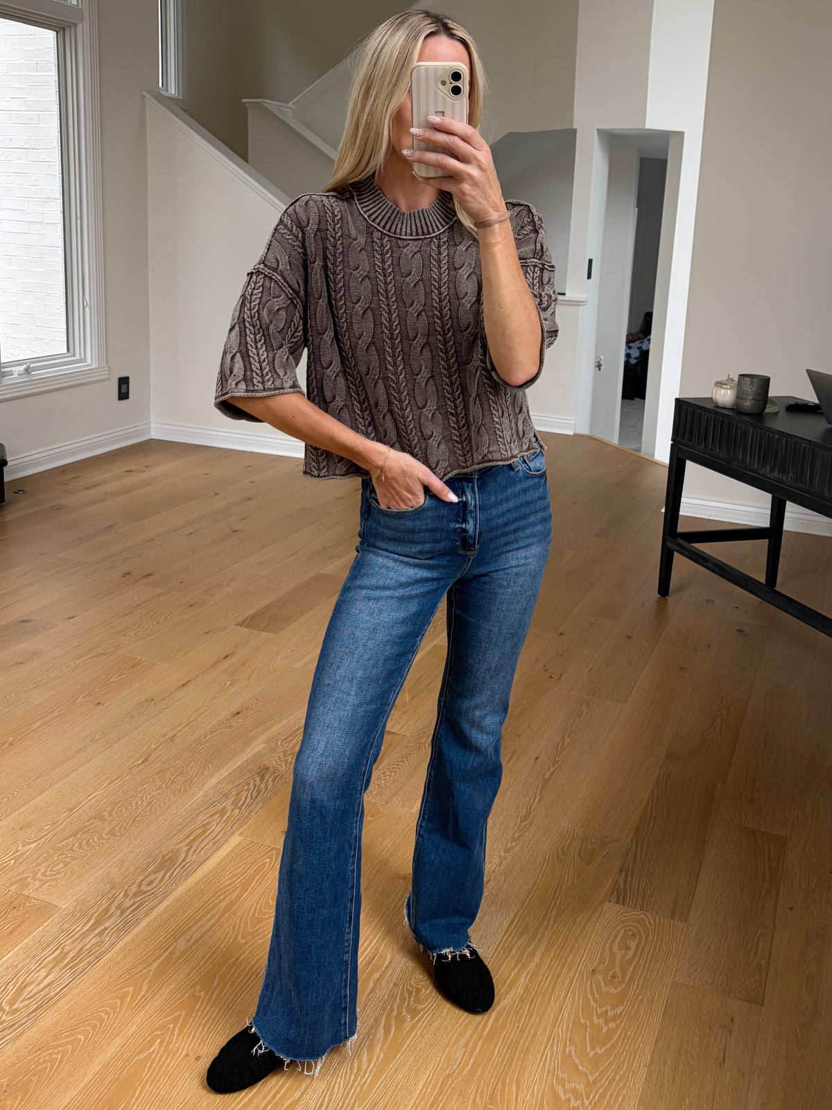 Brown Cable Knit Sweater