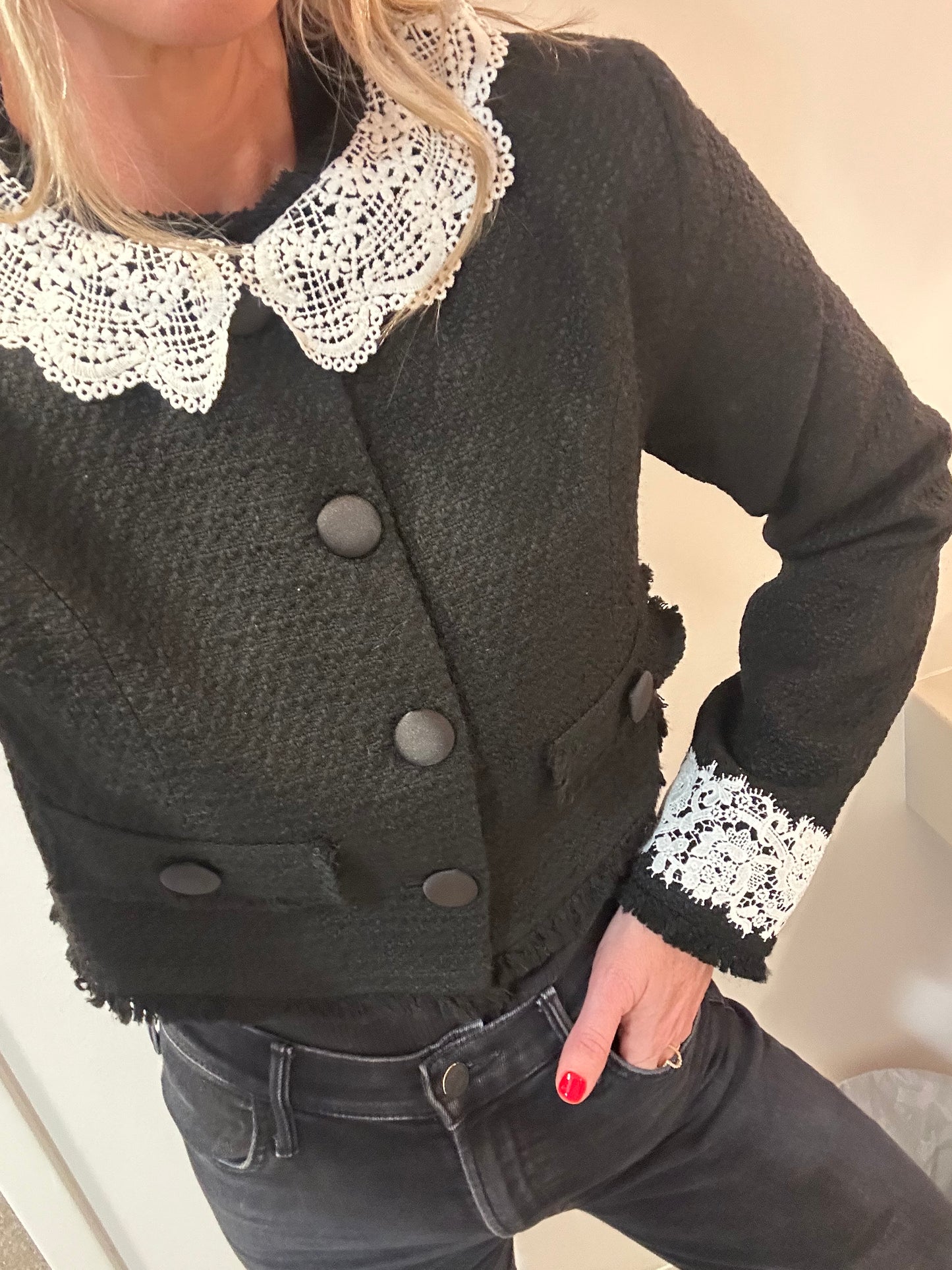 Lace Trim Tweed Jacket