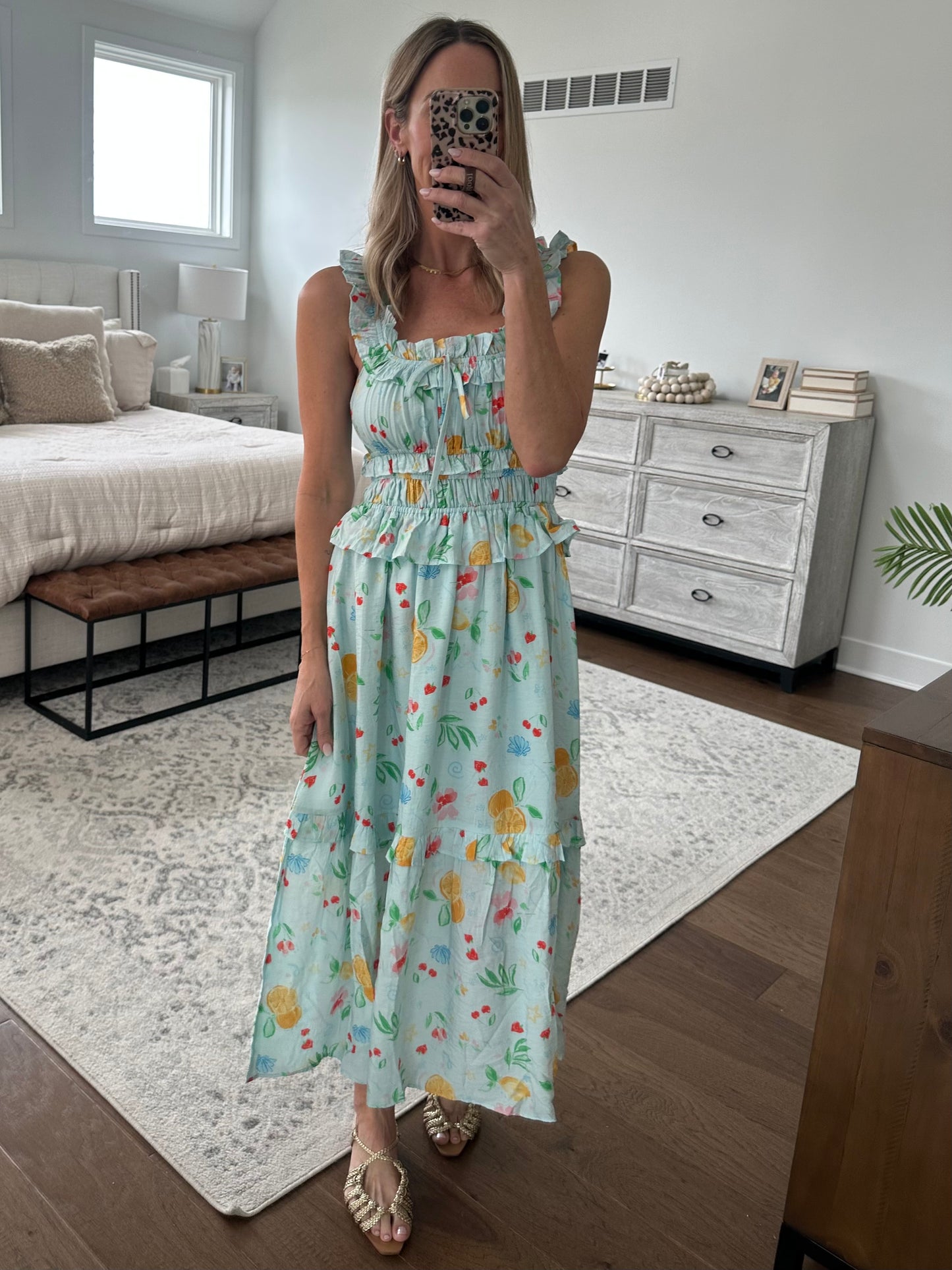 Tropical Ruffle Maxi Dress