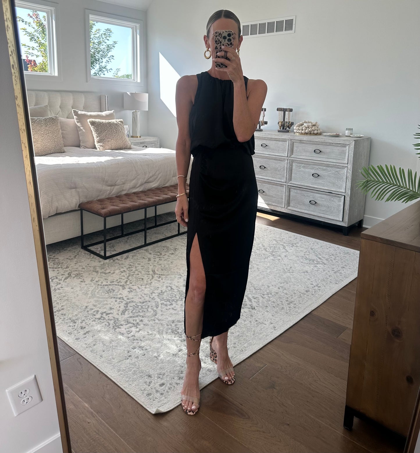 Satin Black Midi Dress