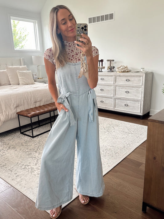 Bow Denim Jumpsuit