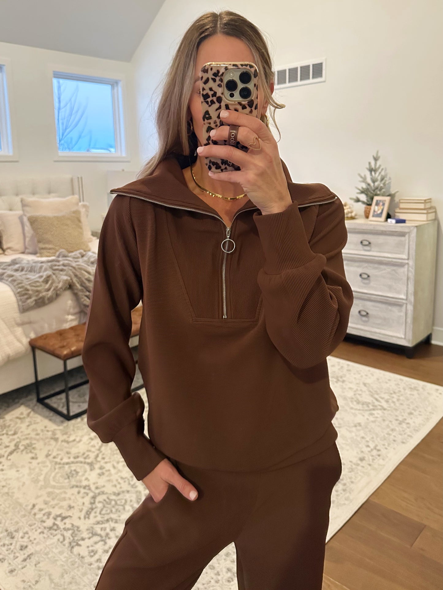Half Zip Set - Brown