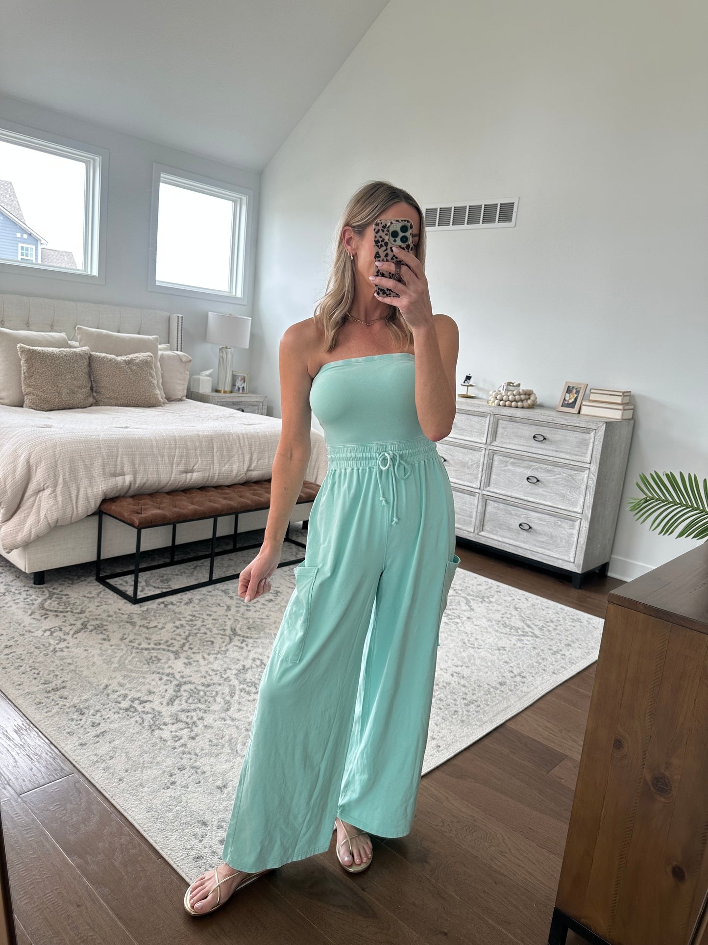 One Piece Strapless Jumpsuit- Mint