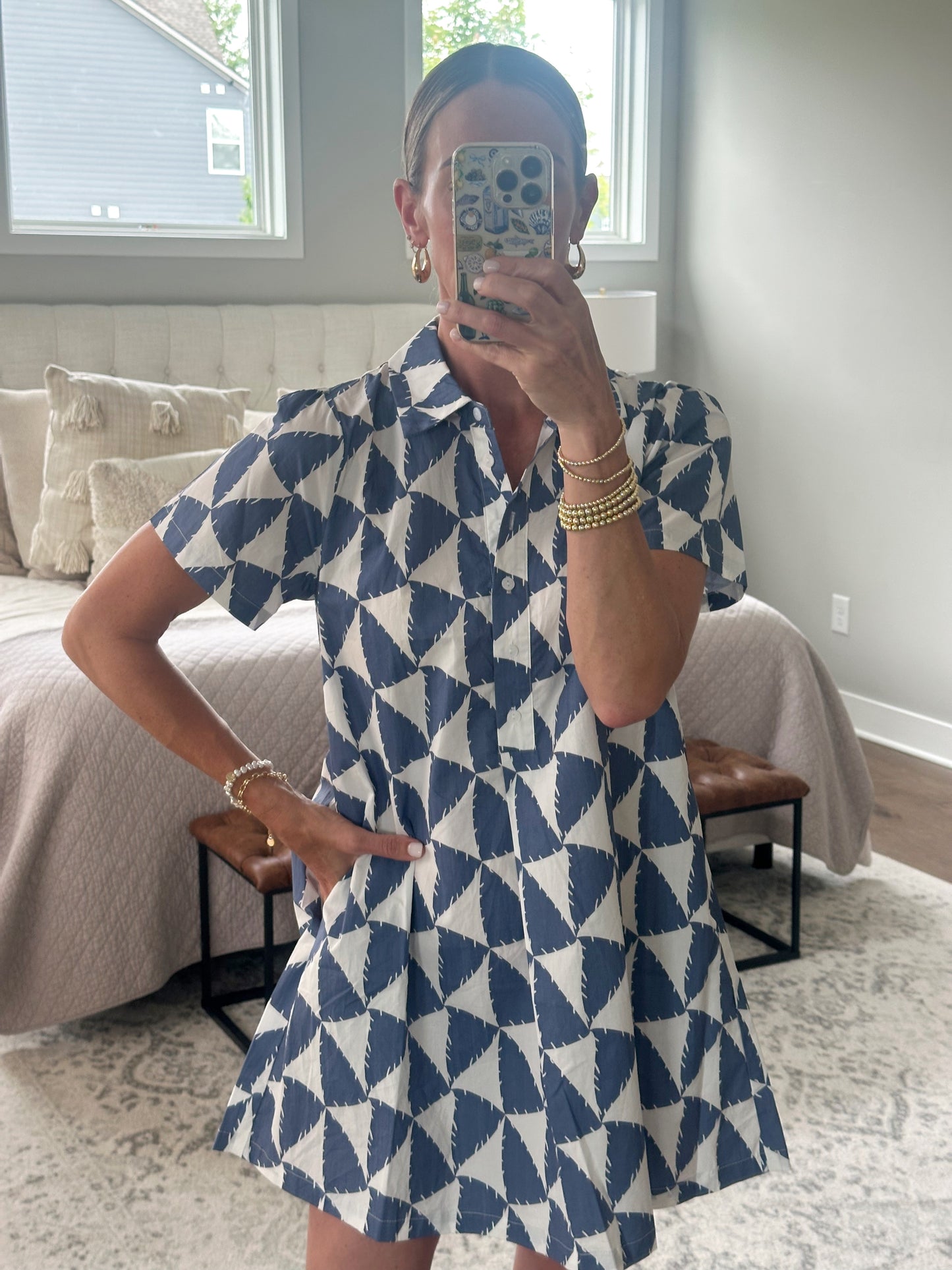 Blue Geo Mini Dress