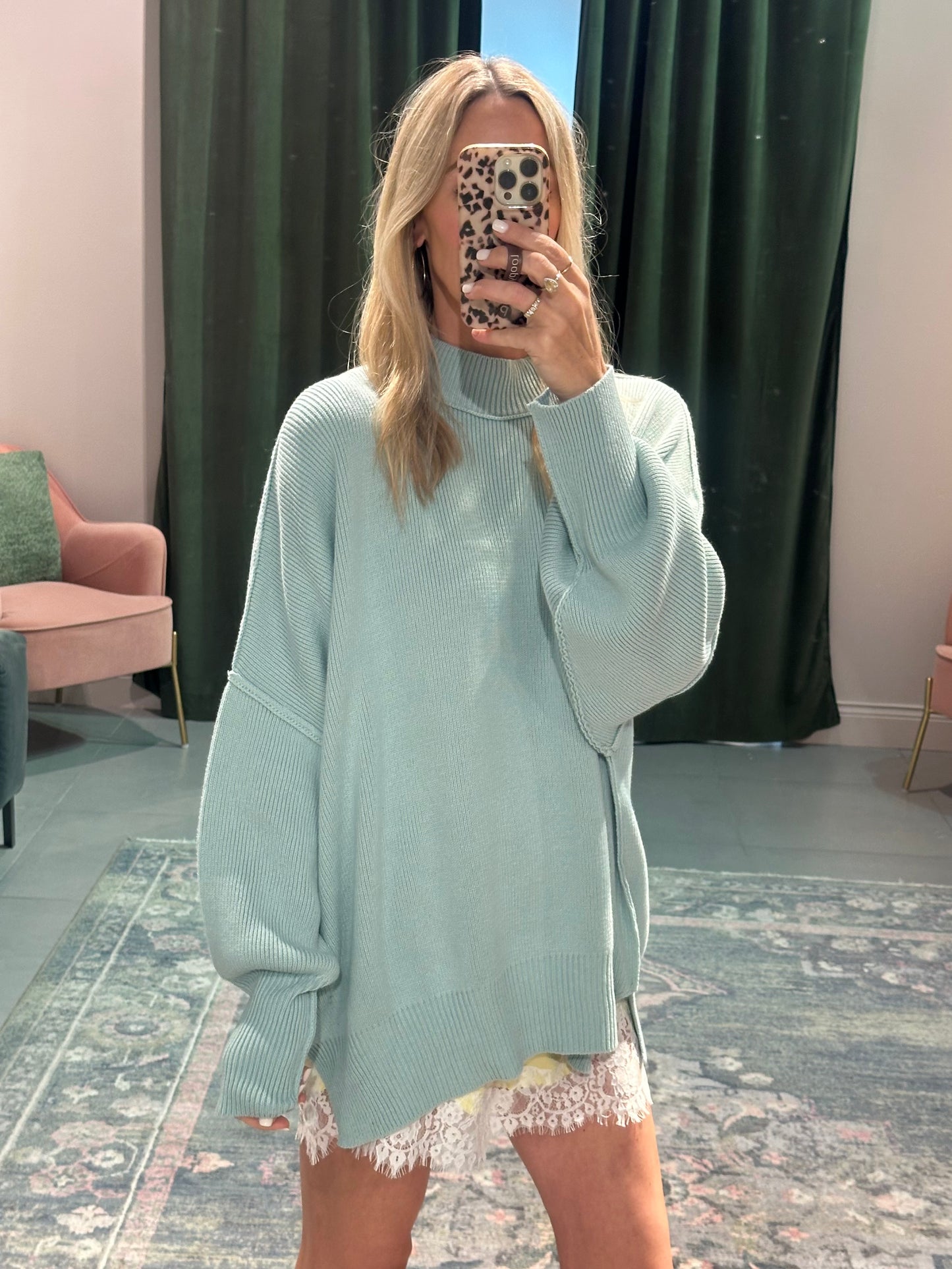 Oversized Sweater- Sea Blue
