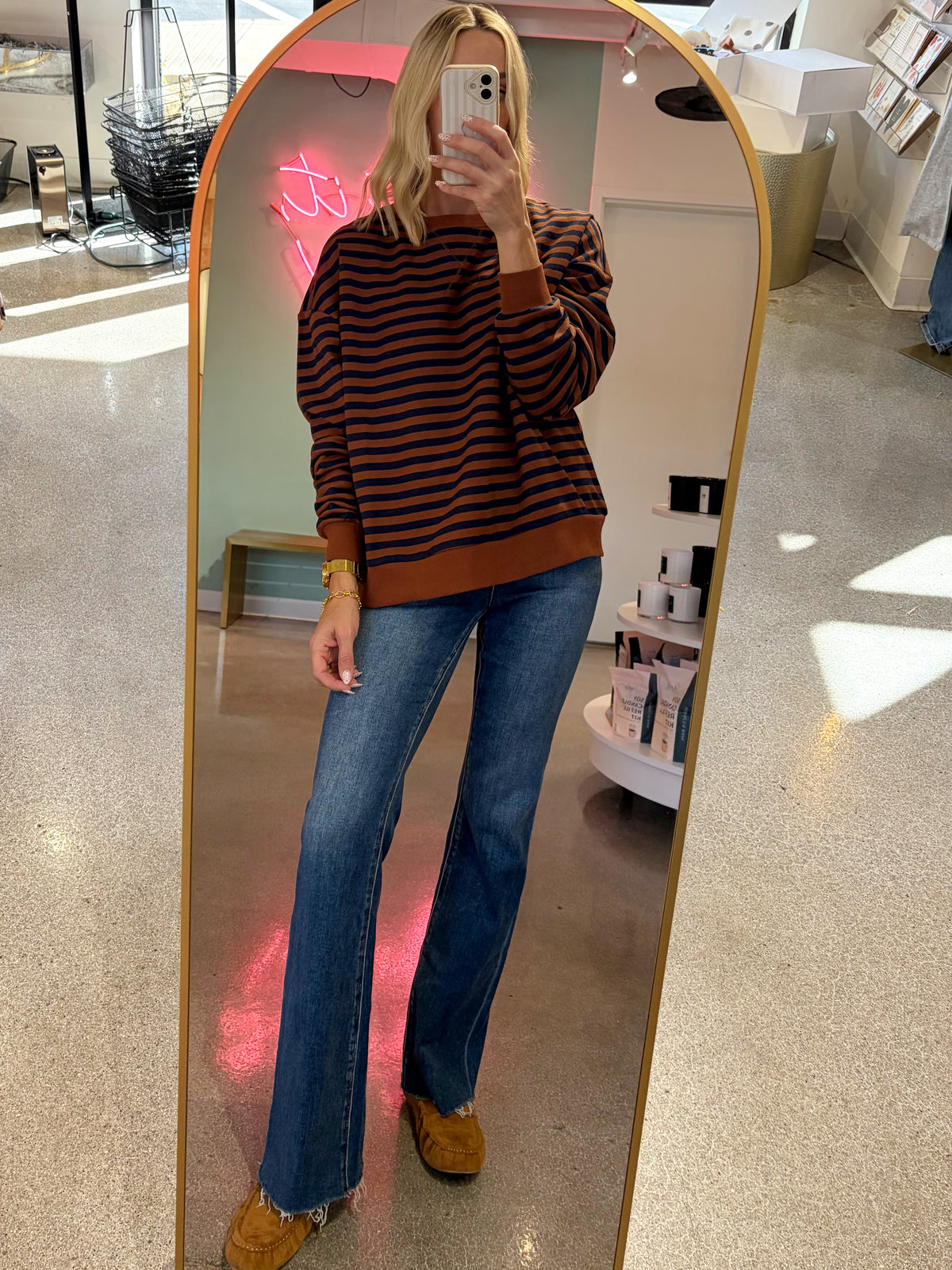 Rust/Navy Striped Top