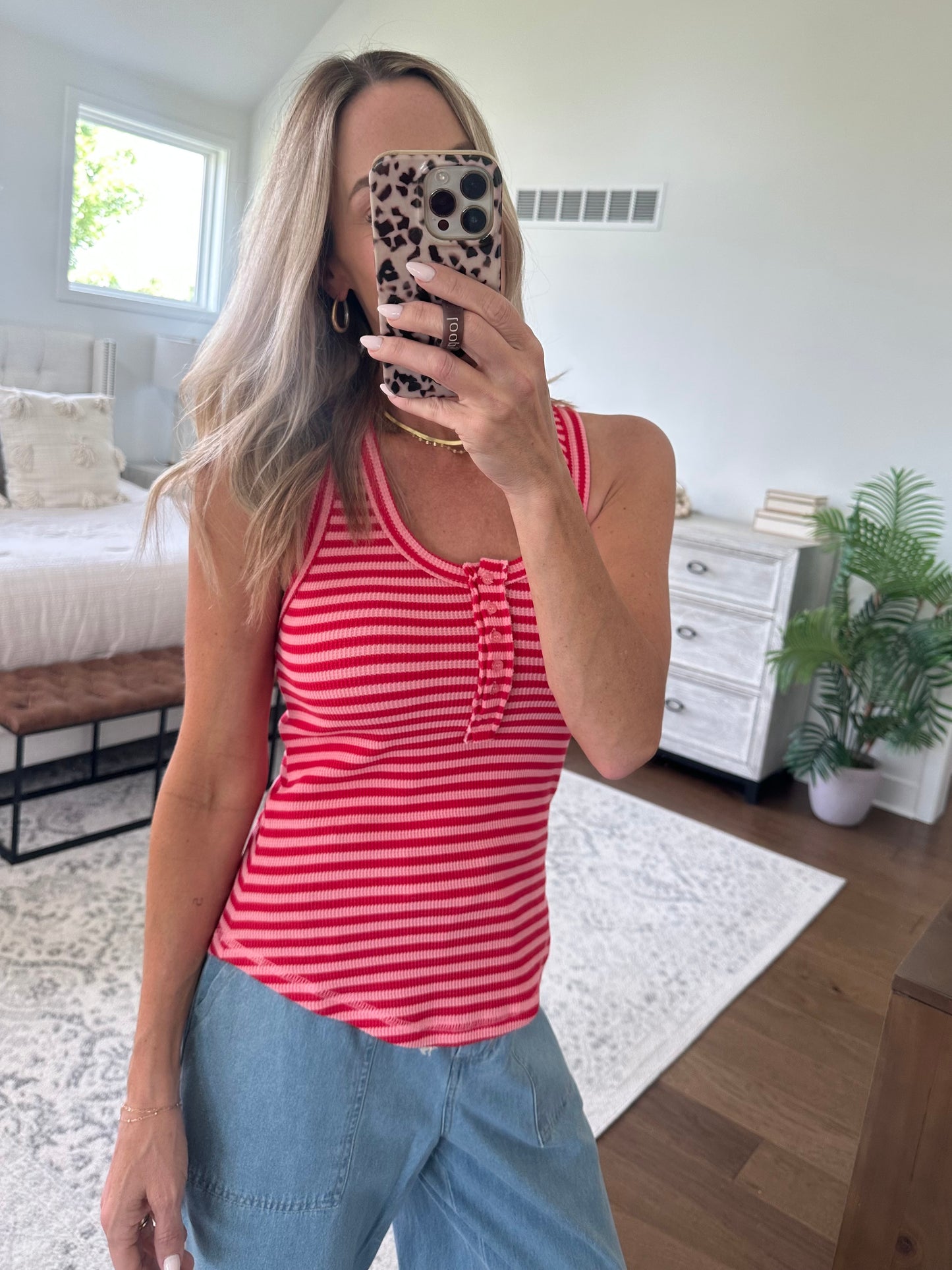 Knit Tank- Red/Pink
