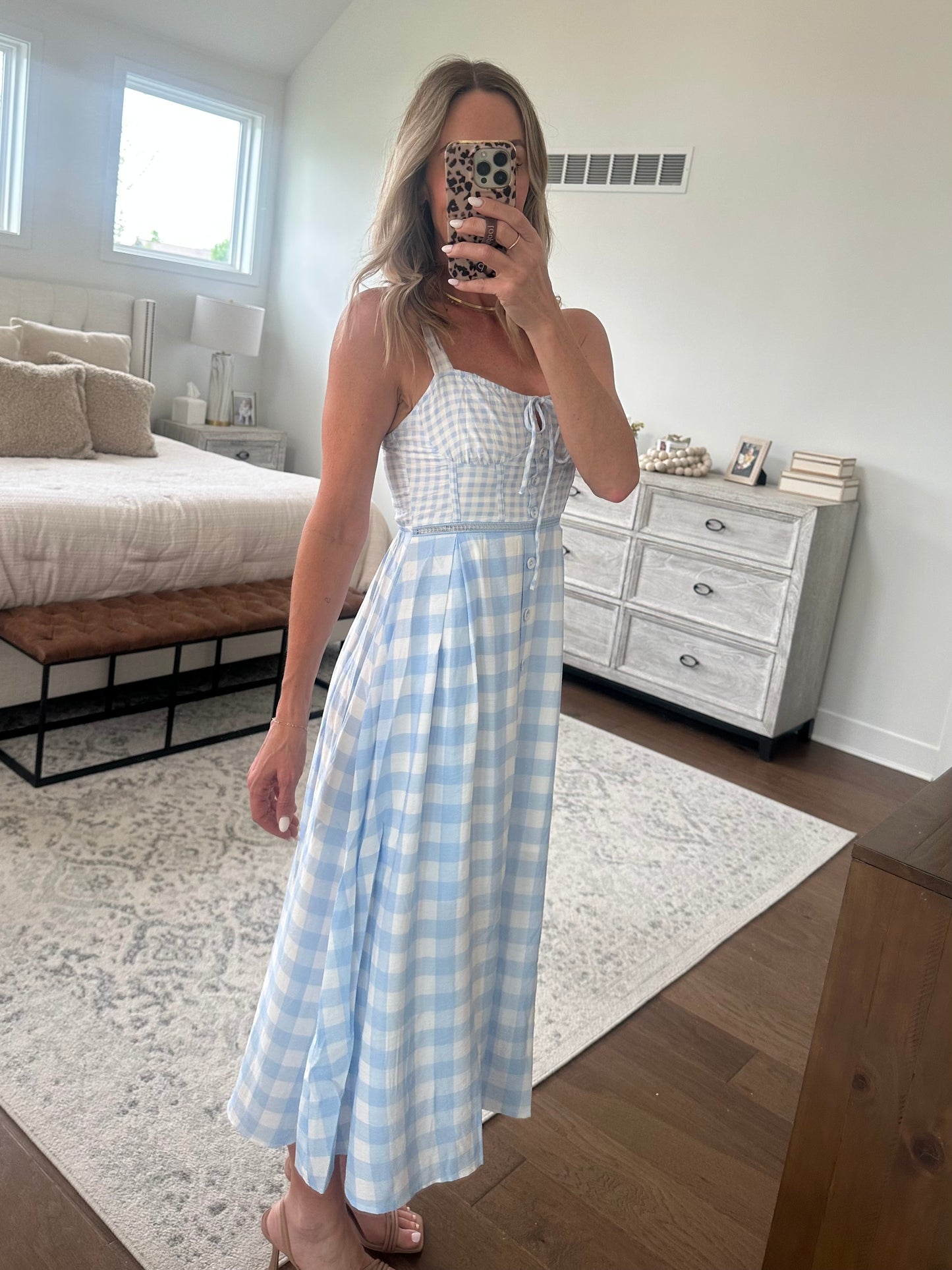 Blue Plaid Button Down Maxi