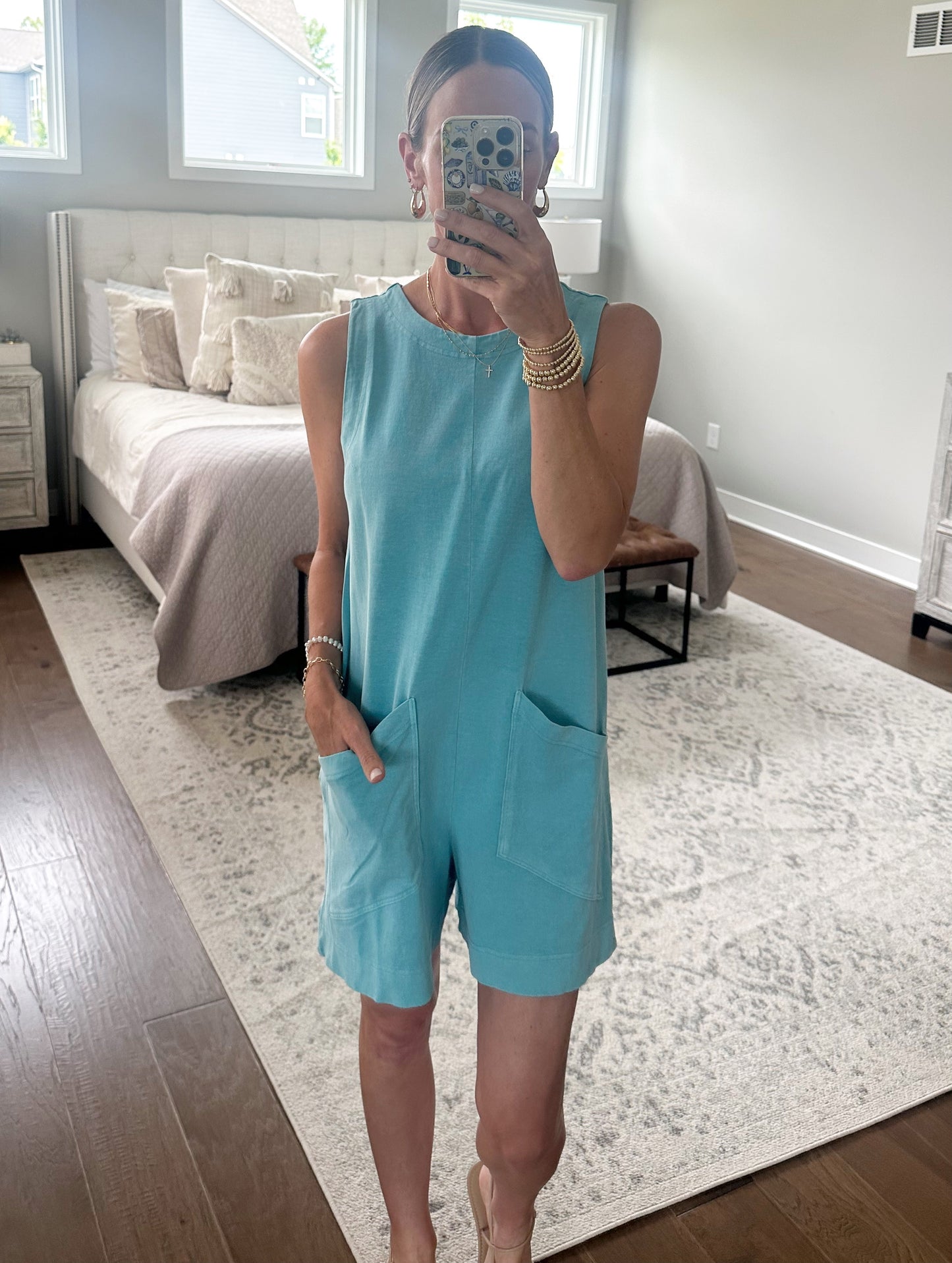 Sky Blue Sleeveless Romper