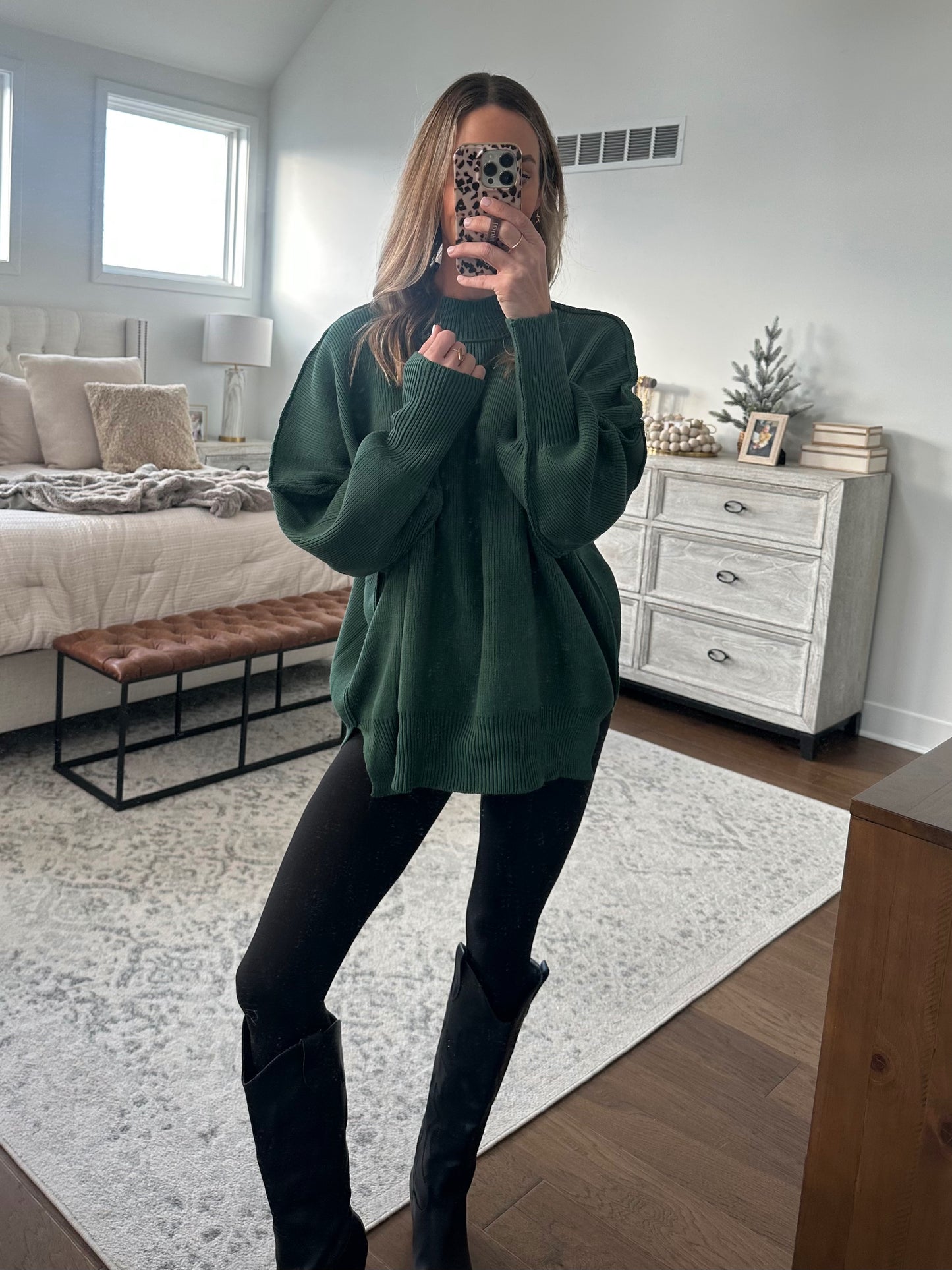 Oversized Sweater- Hunter Green