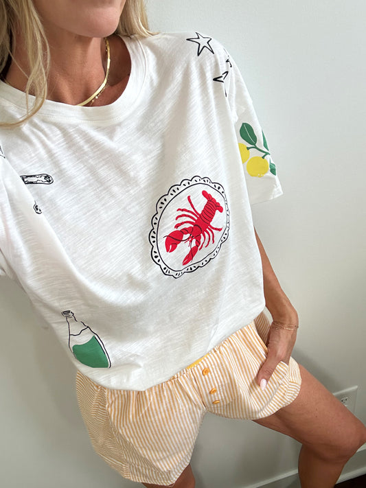White Summer Print Tee