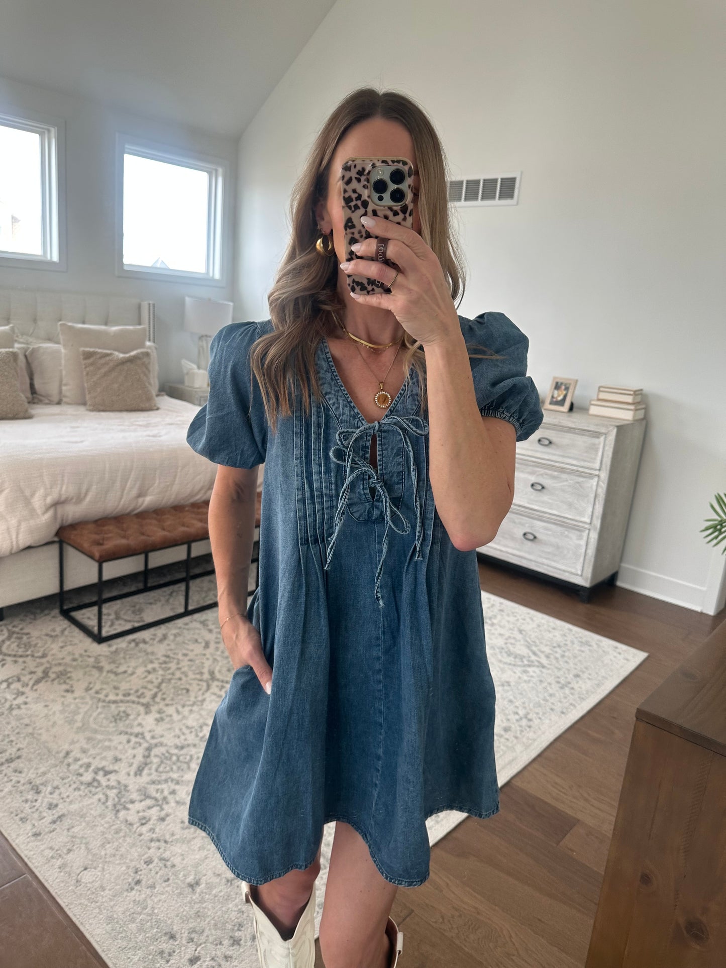 Denim Bow Dress