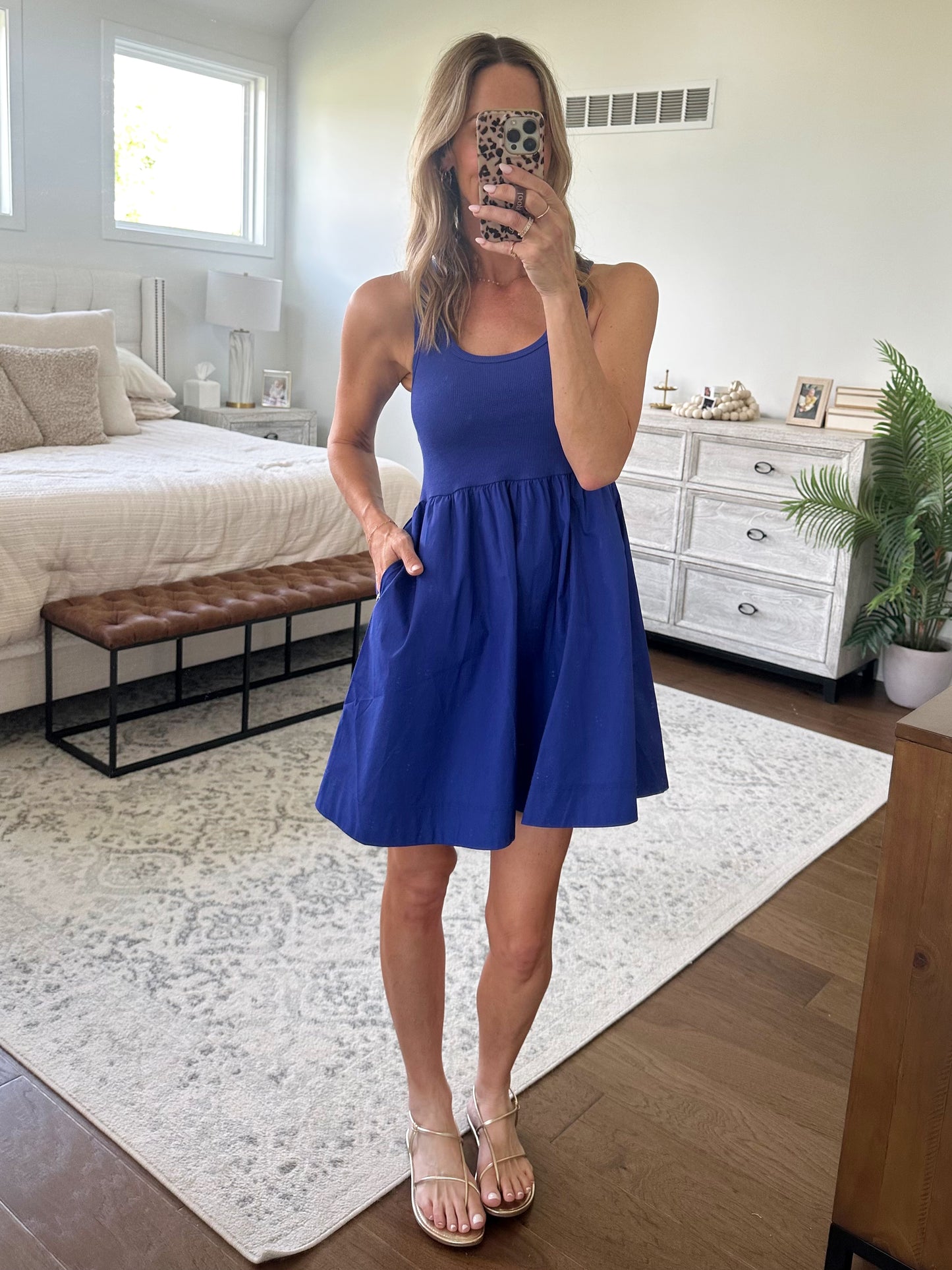 Woven Tank Dress- Blue