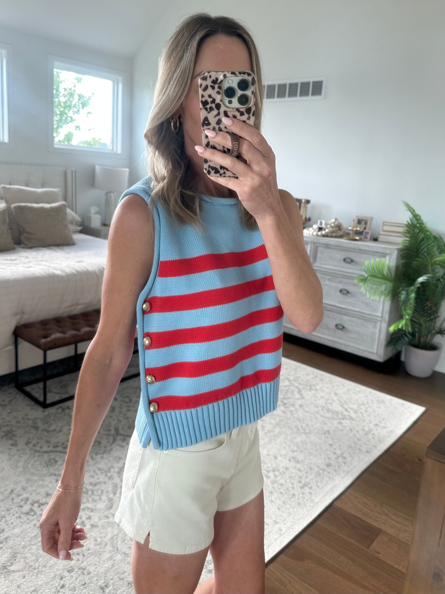 Baby Blue & Red Sweater