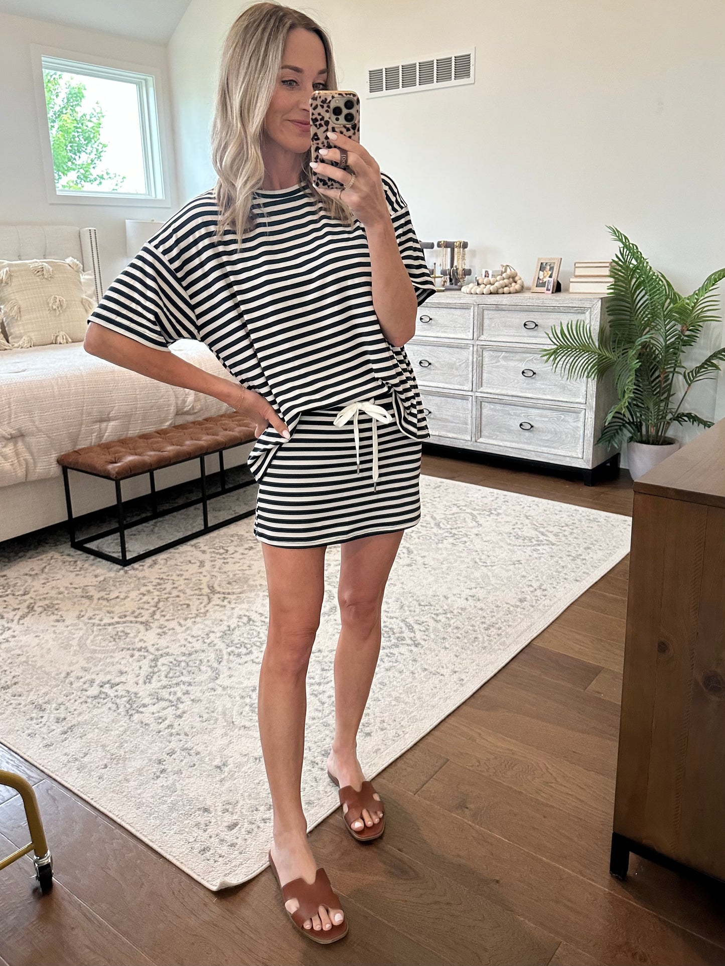 Striped Tee and Skort Set