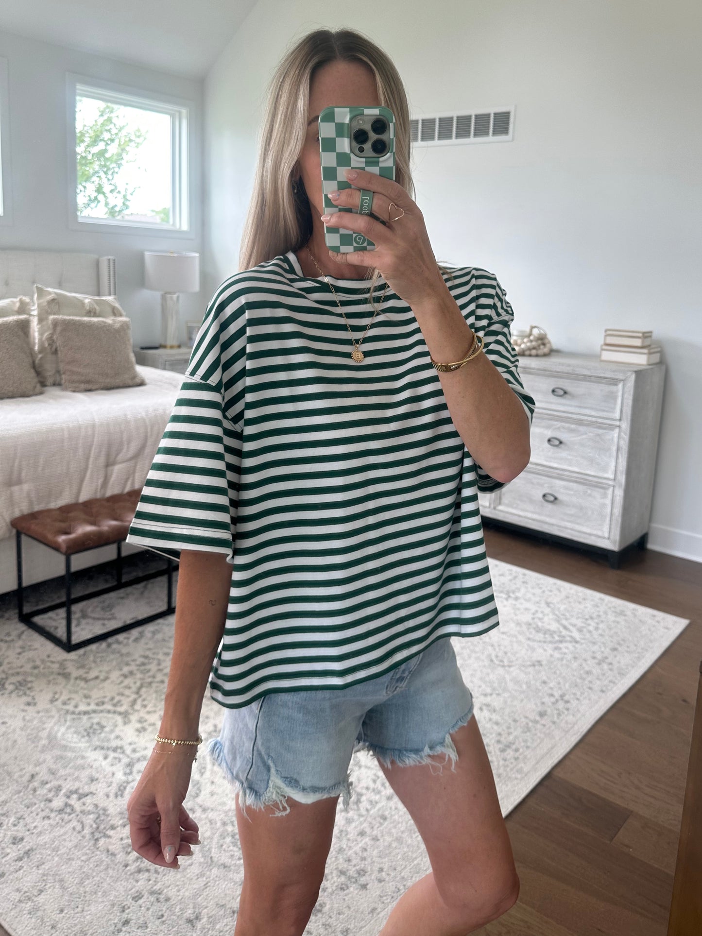 Oversized Boyfriend Tee- Green