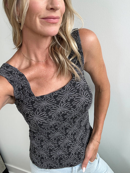Floral Tank- Black