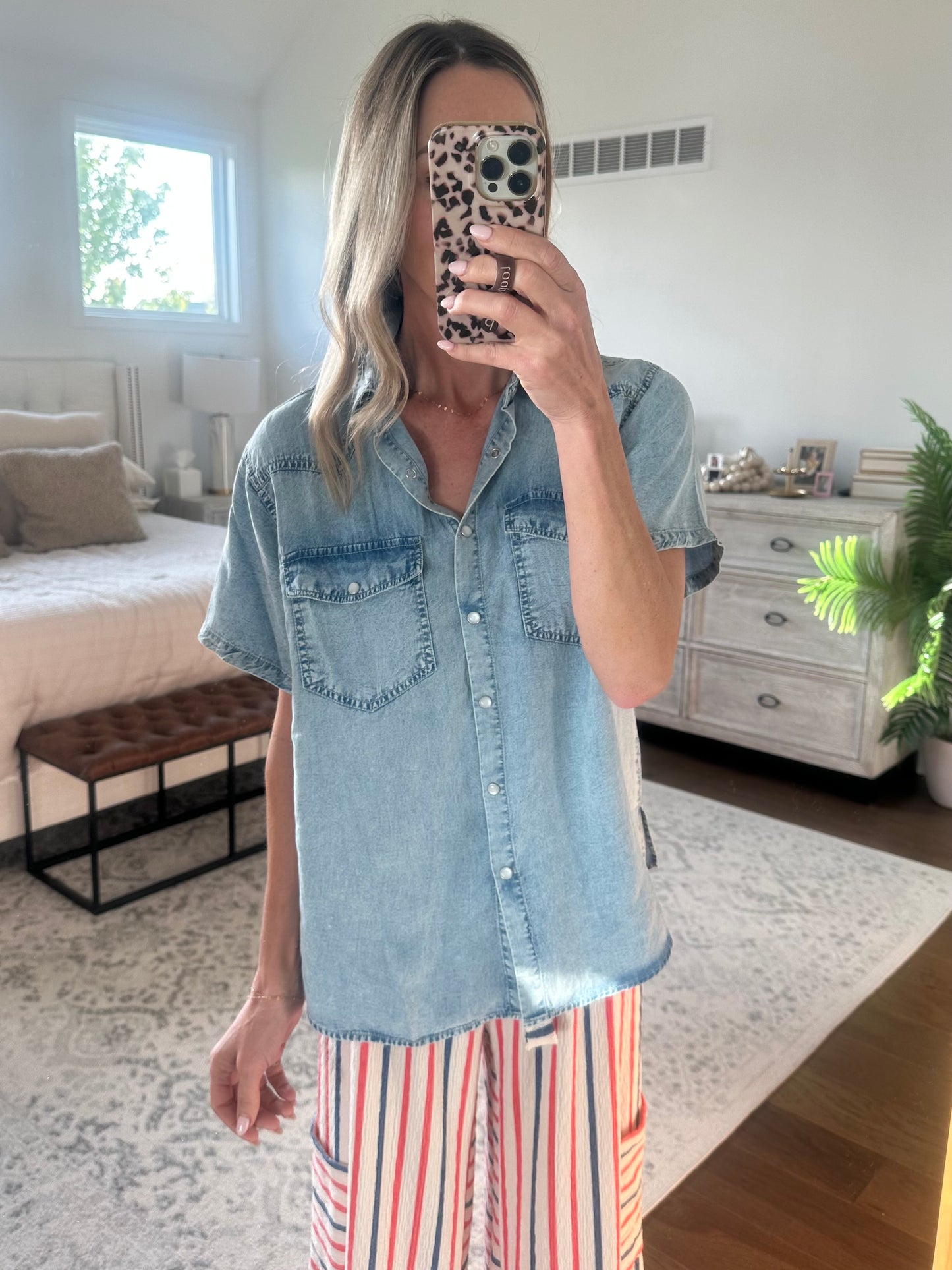 Short Sleeve Denim Top