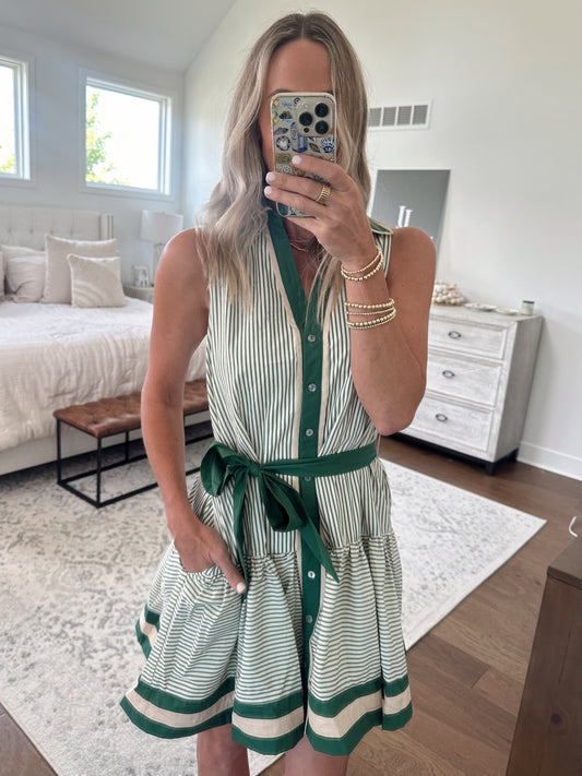 Green Striped Tank Dress