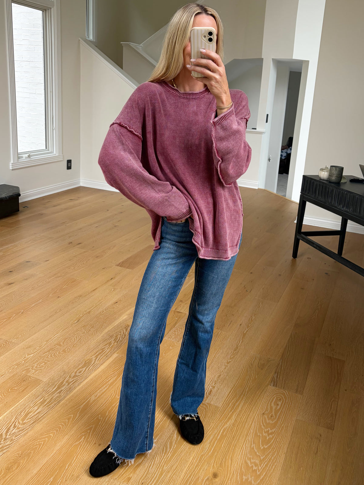 Burgundy Drop Sleeve Sweater
