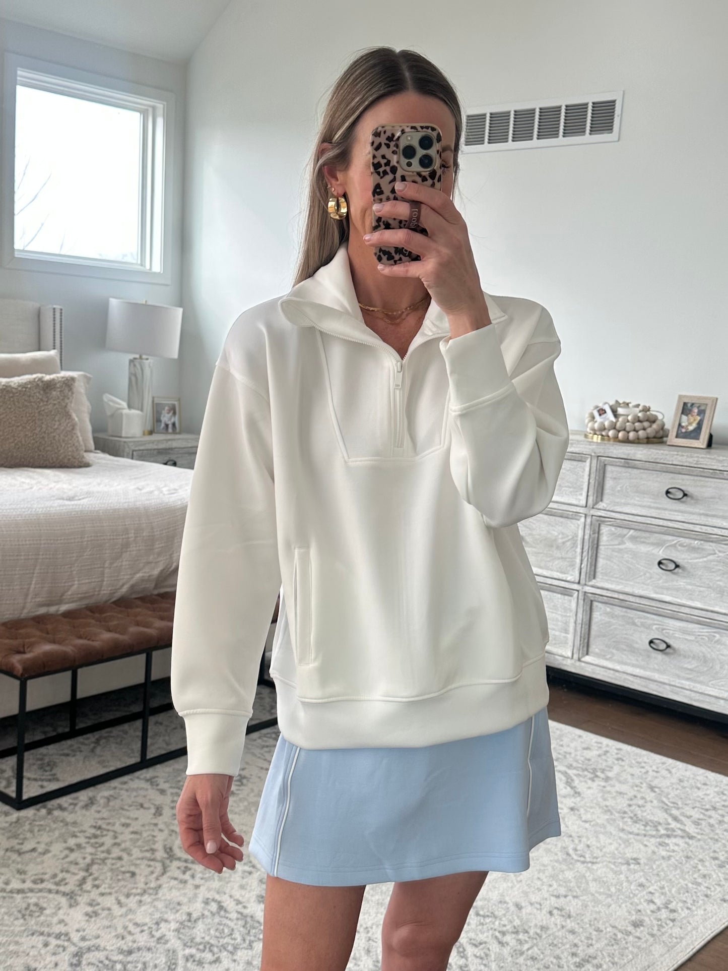 Quarter Zip Pullover- Cream