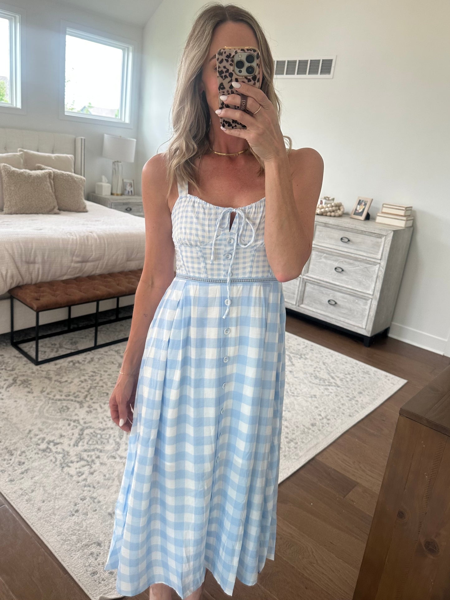 Blue Plaid Button Down Maxi