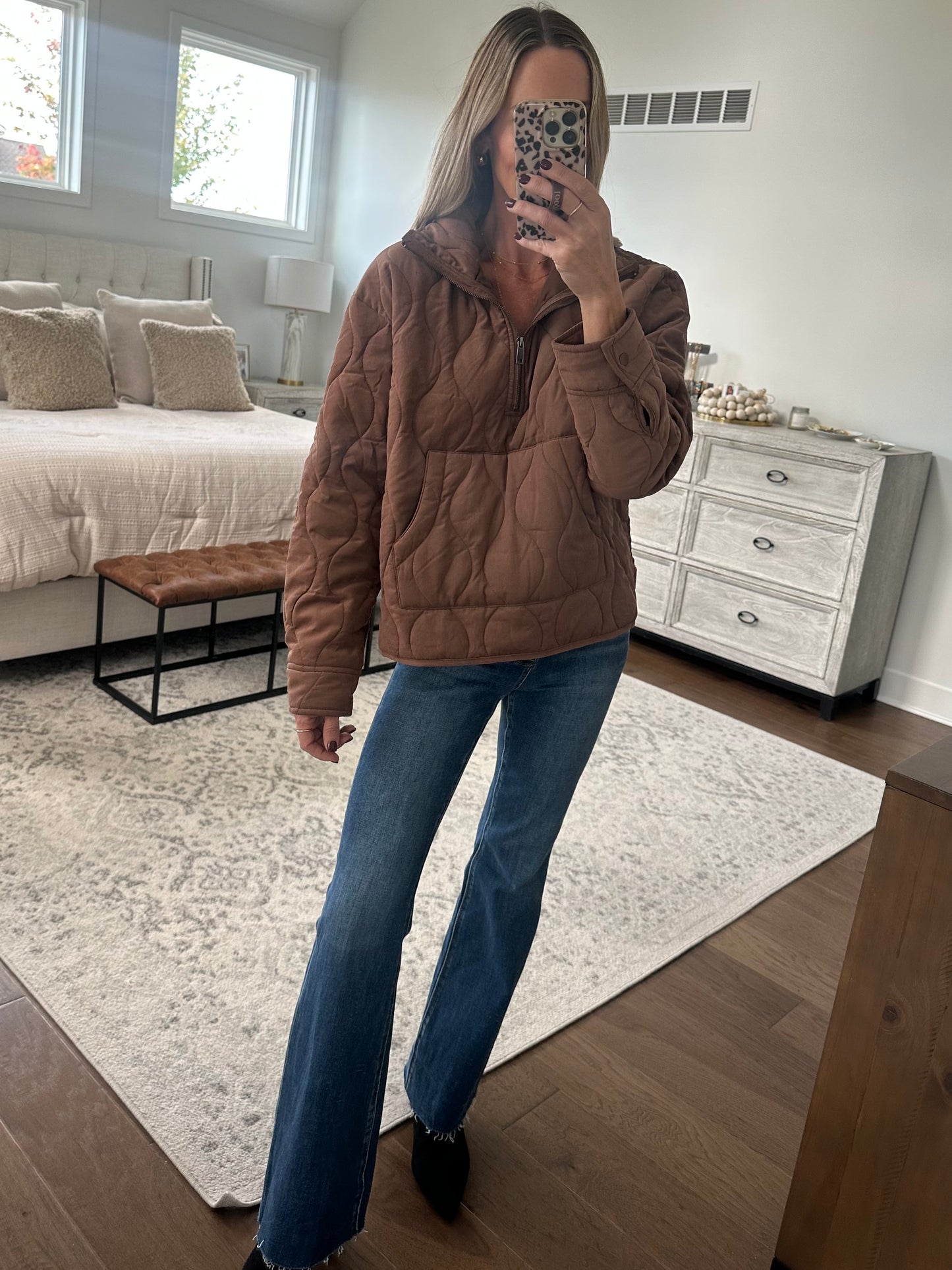 Chestnut Quilted Pullover