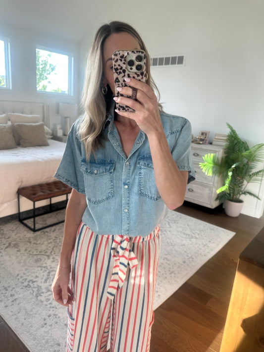 Short Sleeve Denim Top
