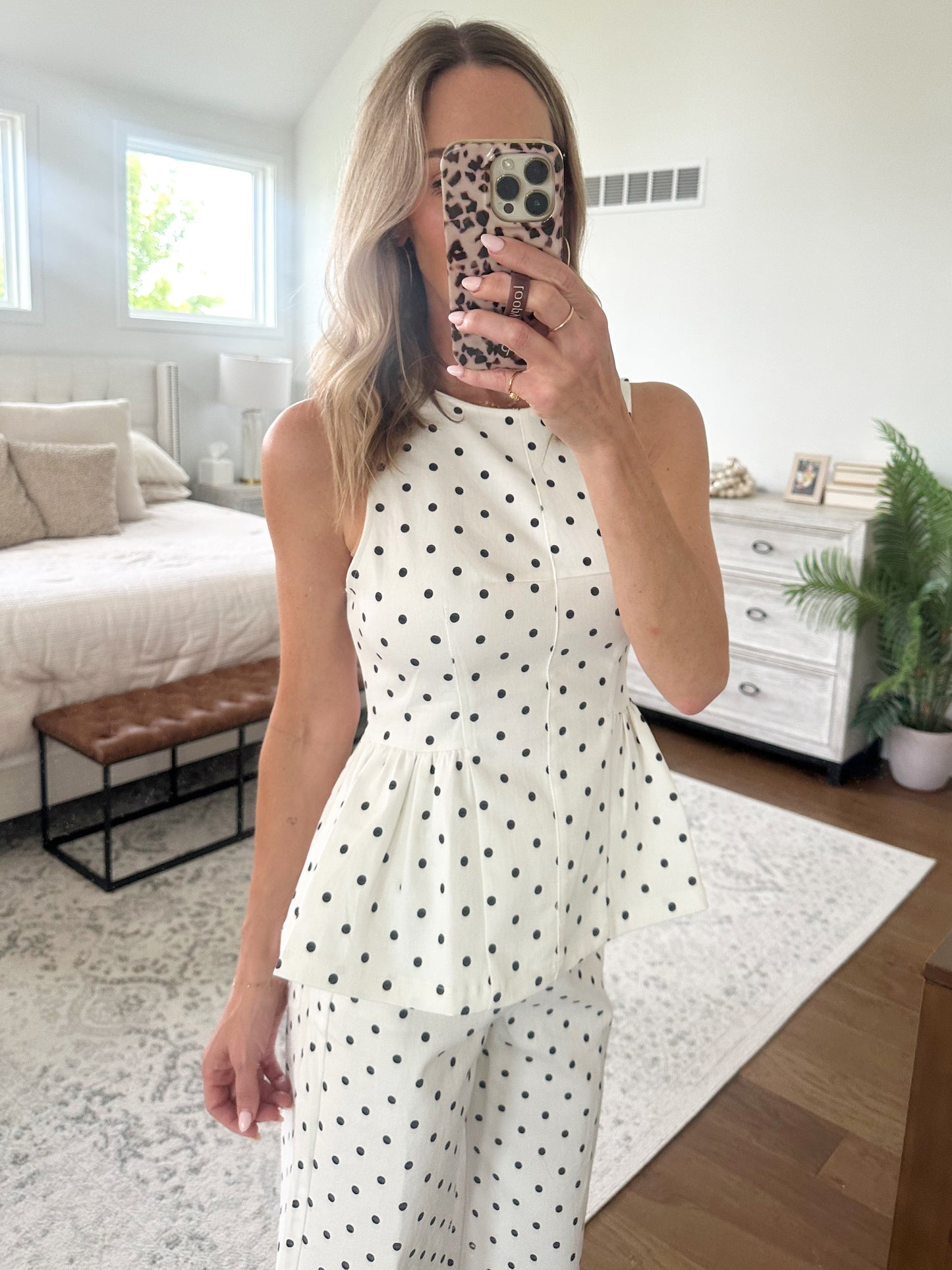 Polka Dot Peplum Top