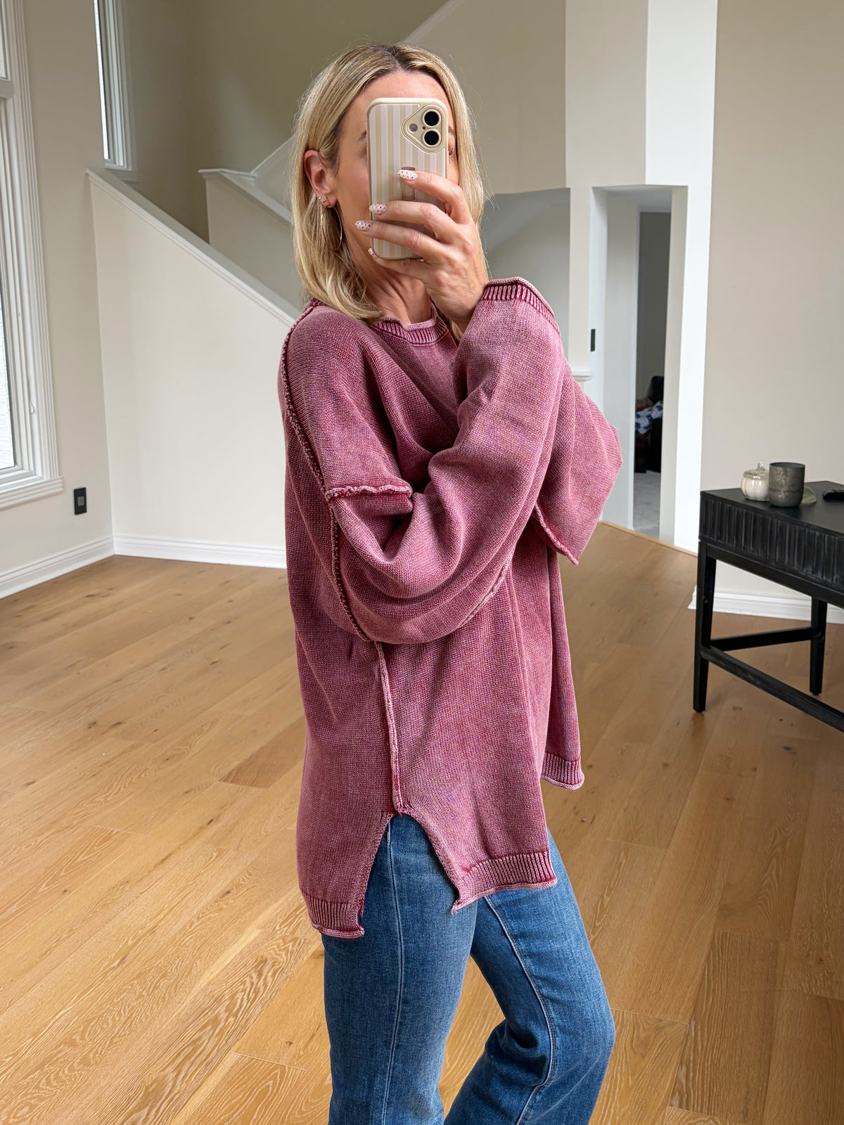 Burgundy Drop Sleeve Sweater
