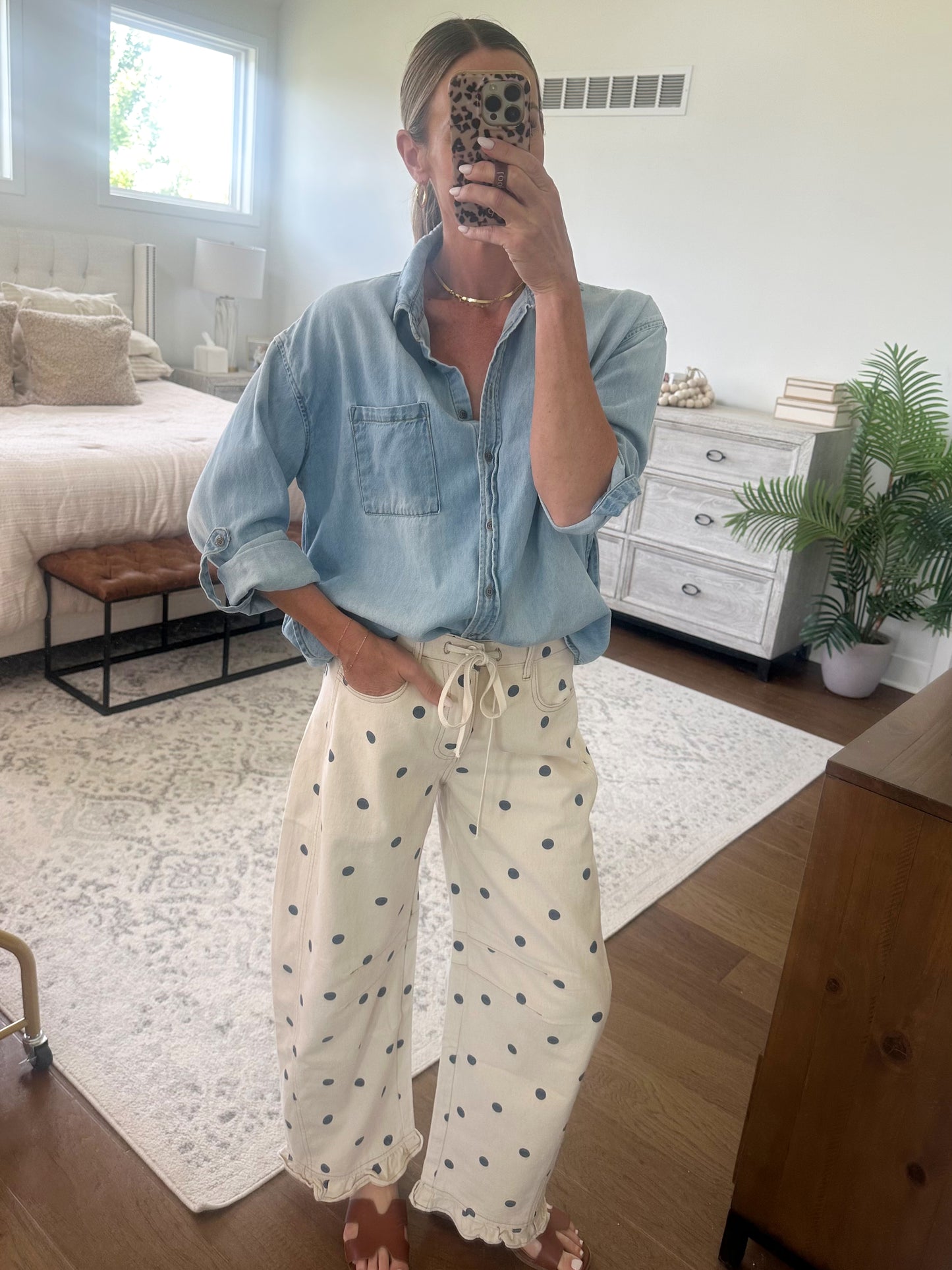Cream/Navy Polka Dot Barrel Jeans