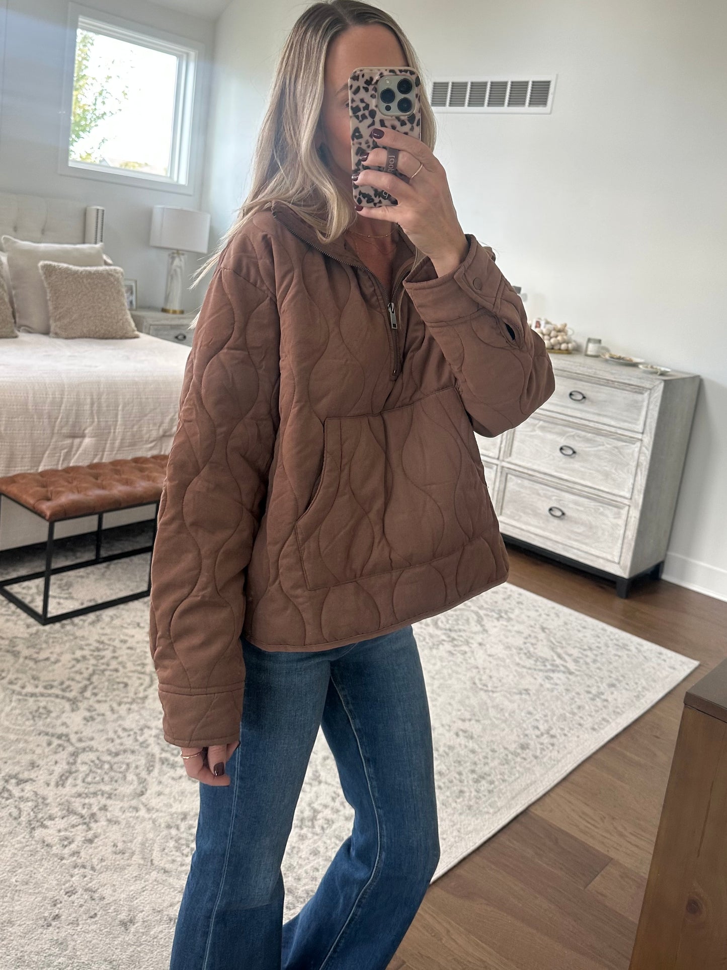 Chestnut Quilted Pullover