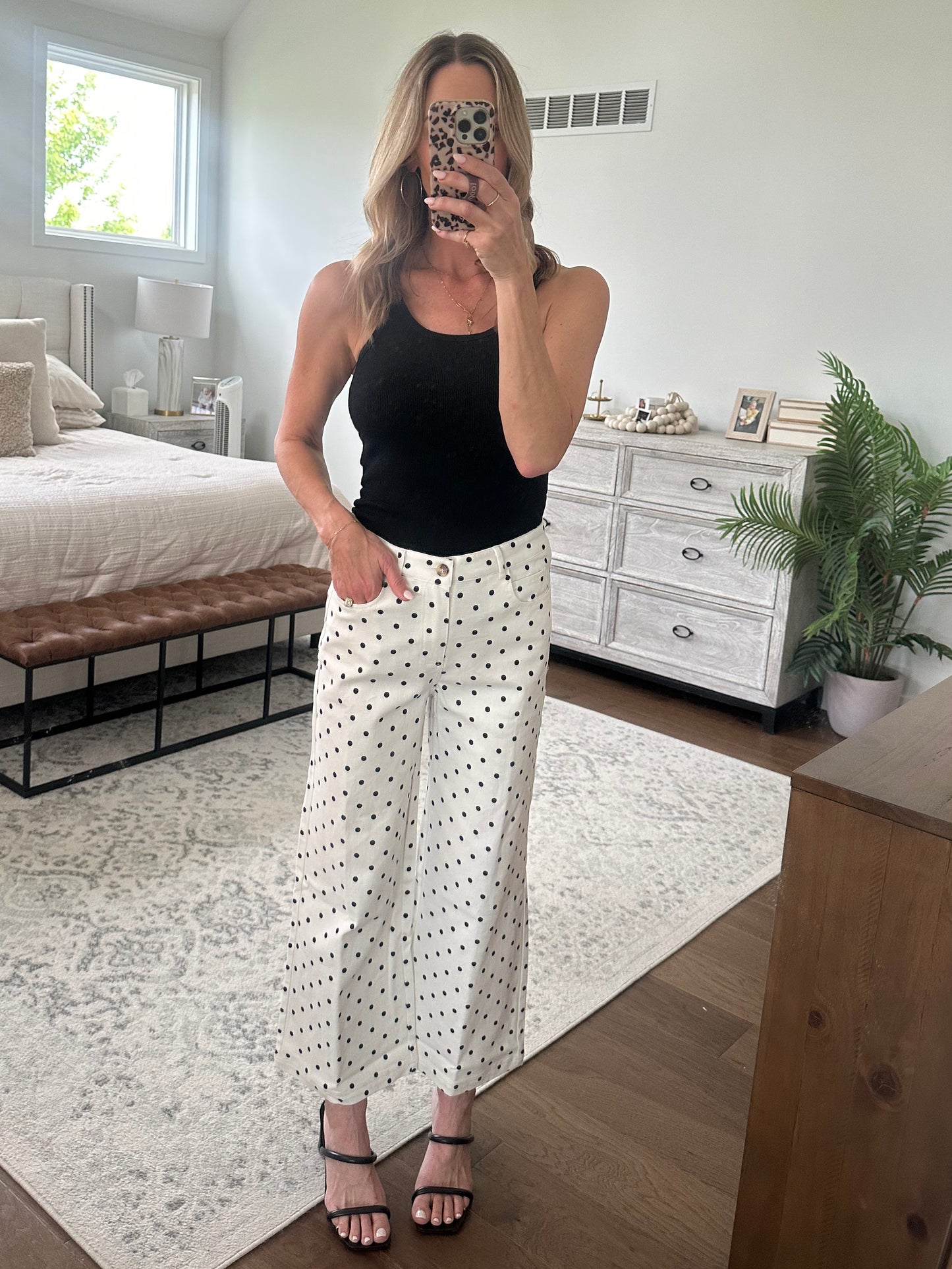 Polka Dot Wide Leg Jeans