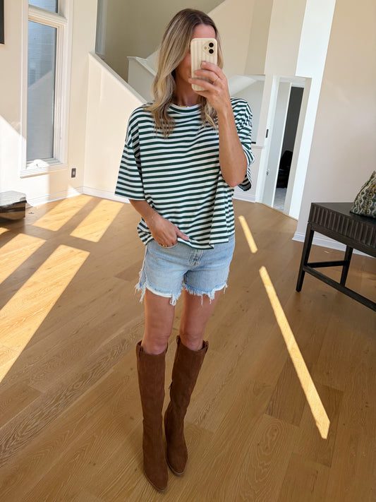 Oversized Boyfriend Tee- Green