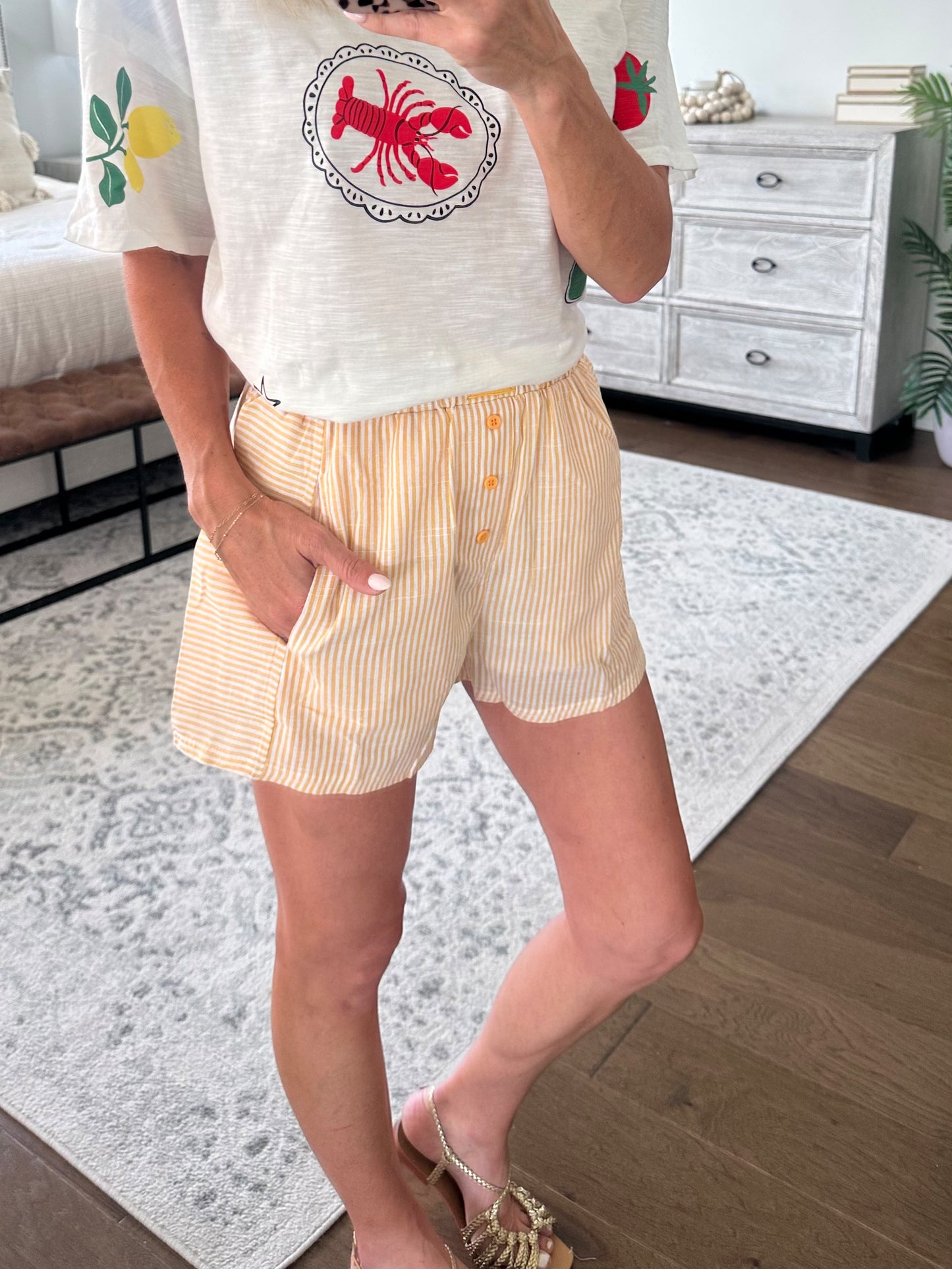 Yellow Striped  Boxer Shorts
