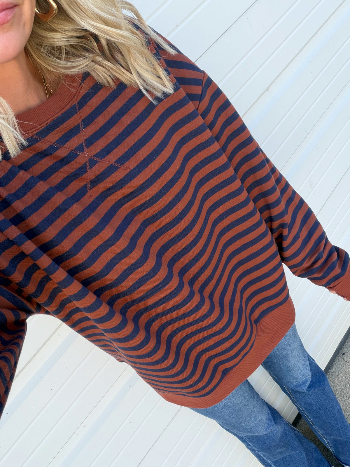 Rust/Navy Striped Top