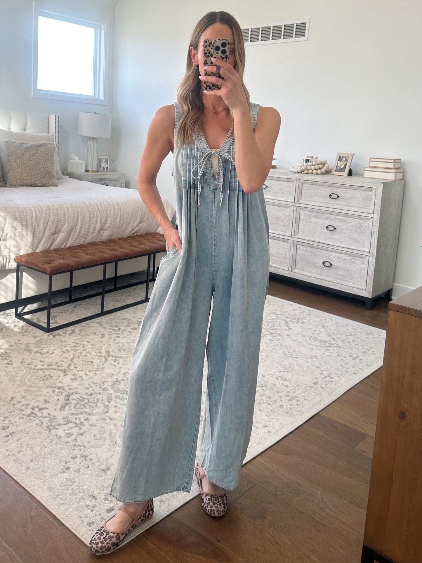 Light Wash Denim Jumpsuit